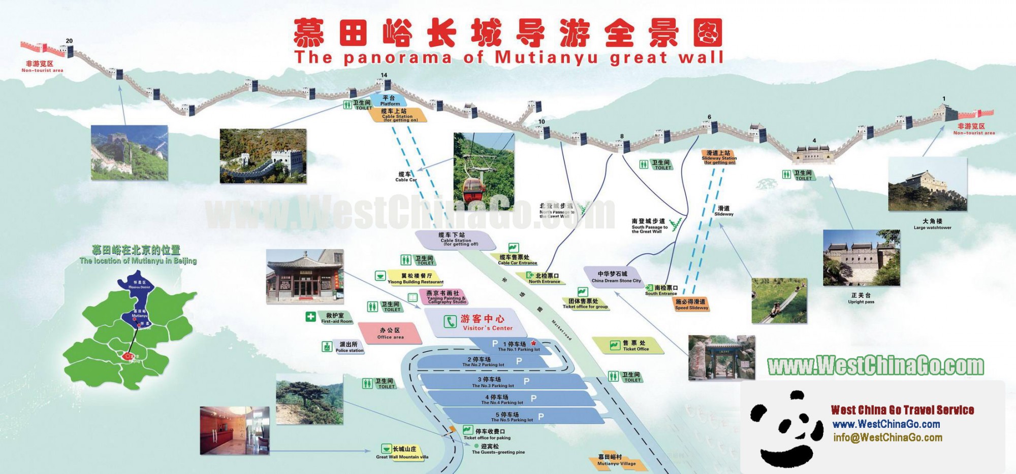 BeiJing mutianyu great wall Tourist Map