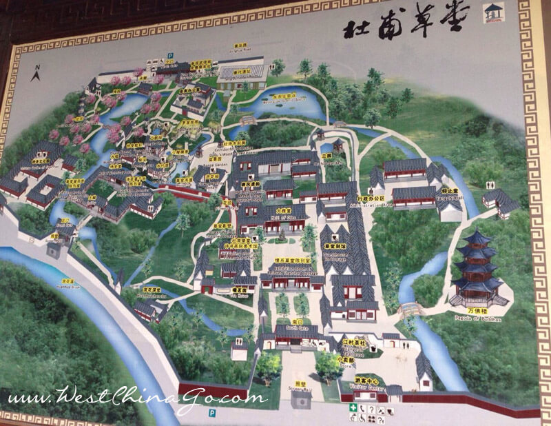 chengdu DuFu Thatched Cottage tourist map