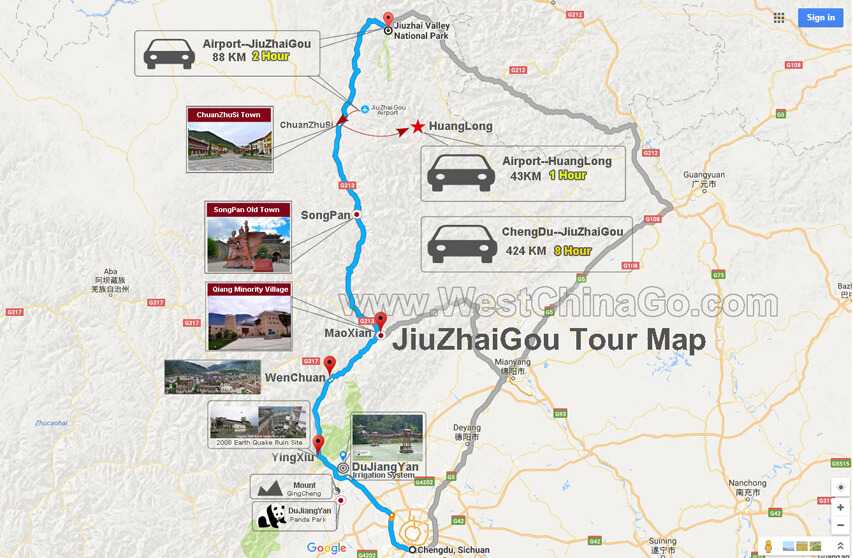 jiuzhaigou tour map