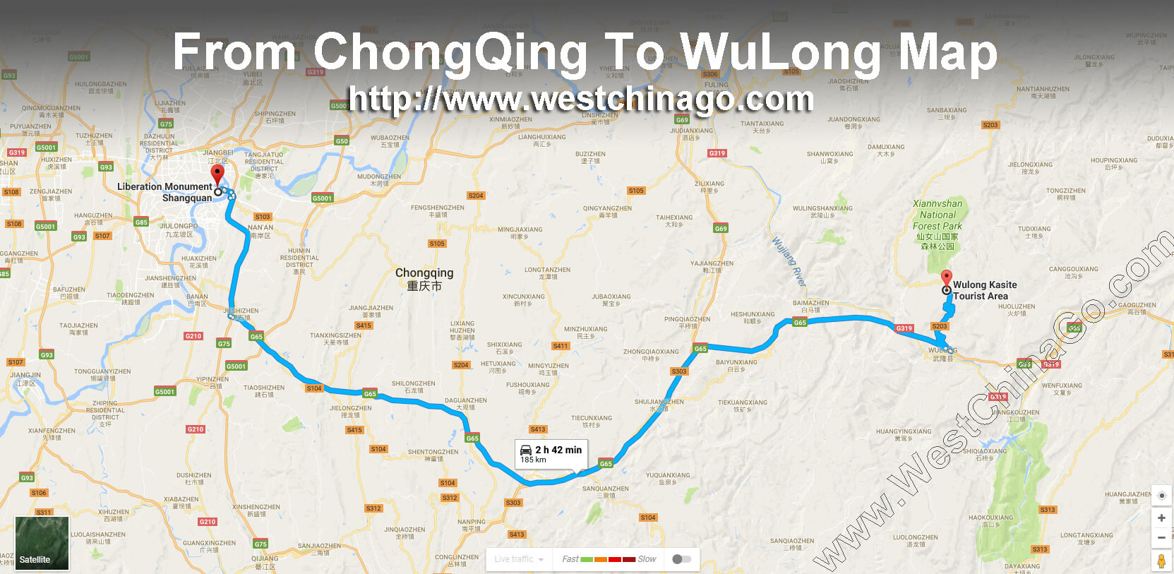 chongqing wulong tour map