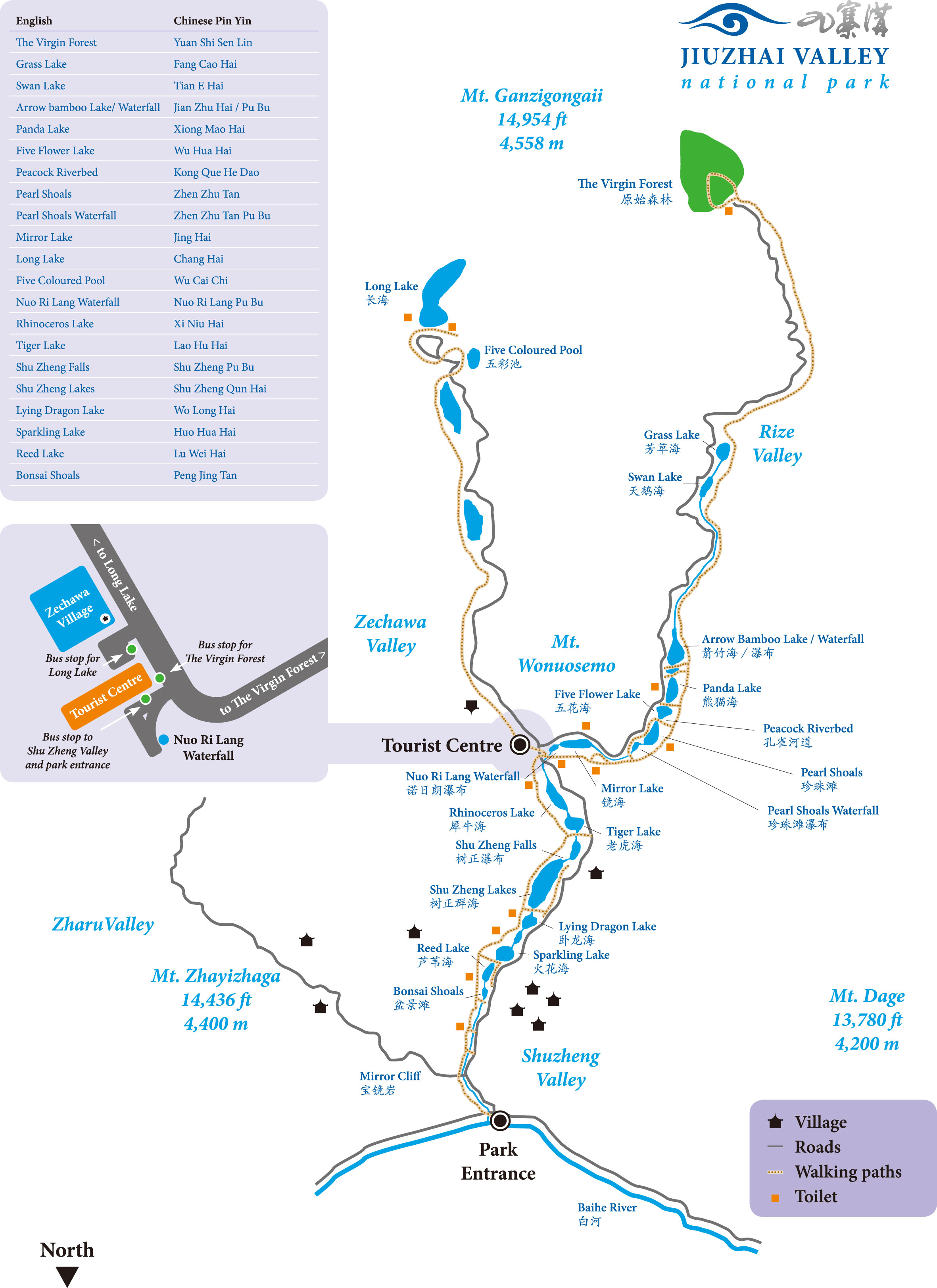 jiuzhaigou tourist map