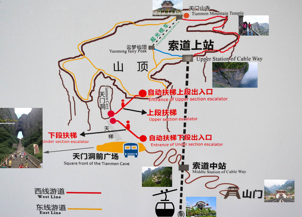 Mount Tianmen tourist map,Zhangjiajie