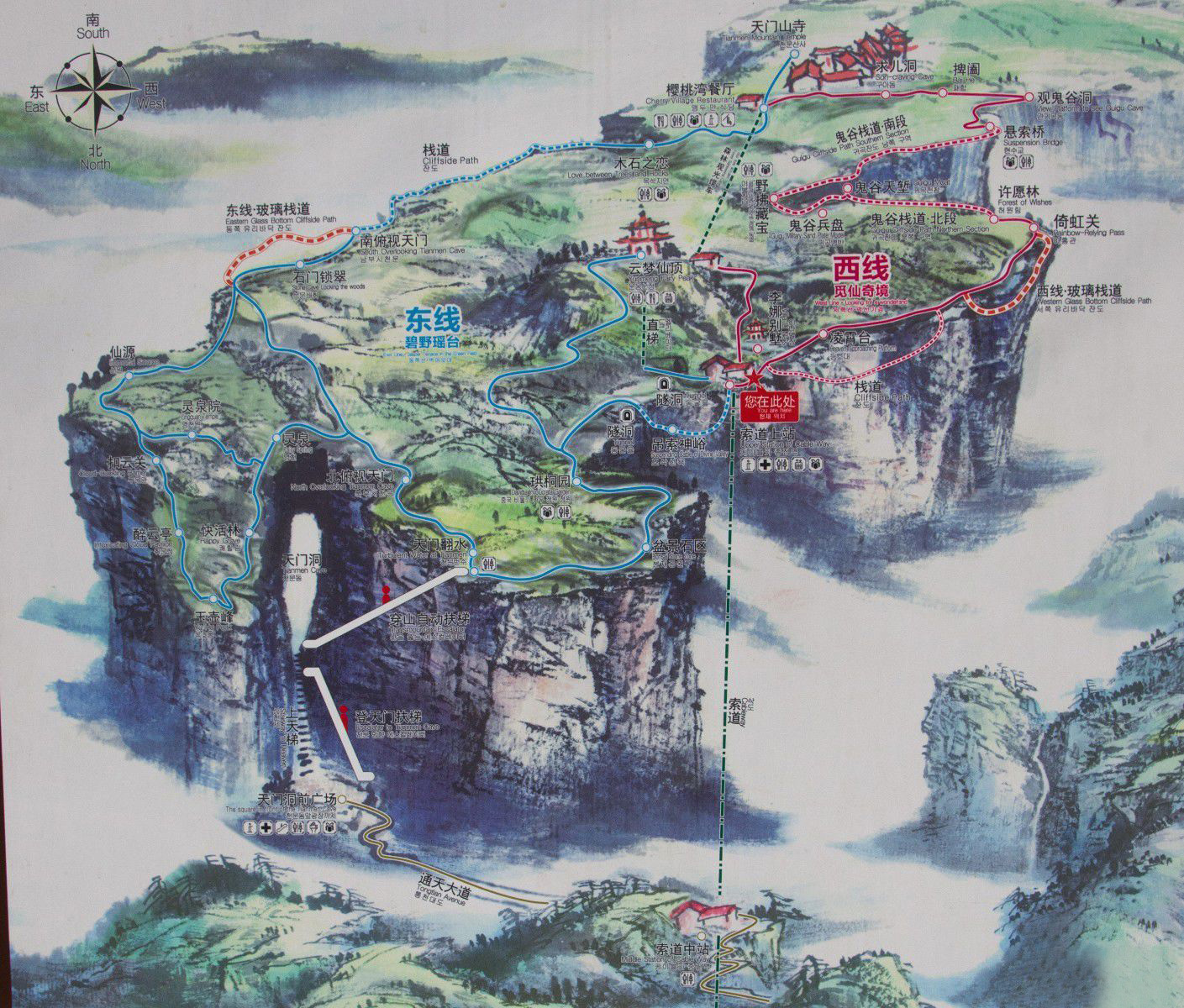 mount tianmen tourist map