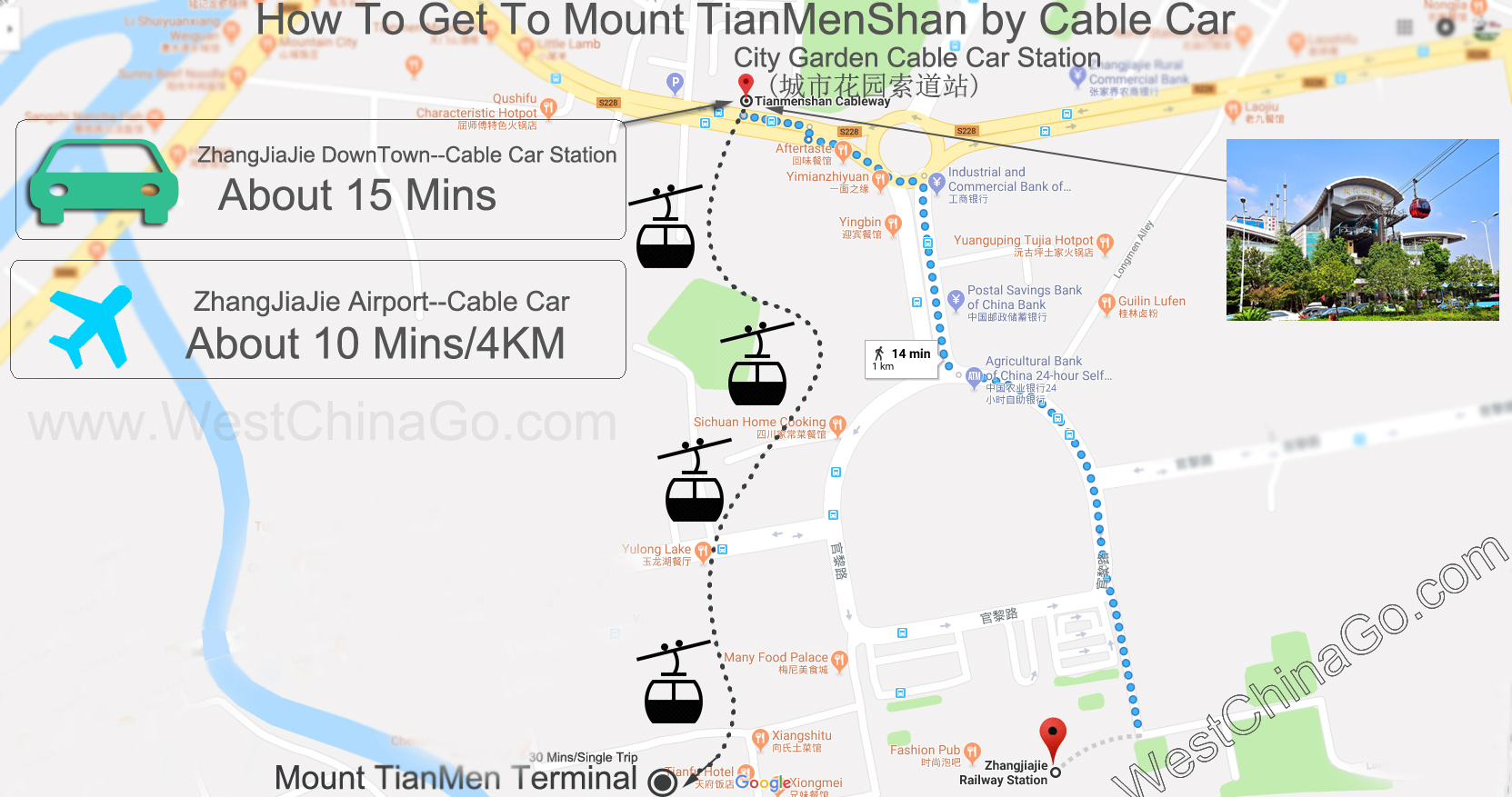 Mount Tianmen tourist map,Zhangjiajie
