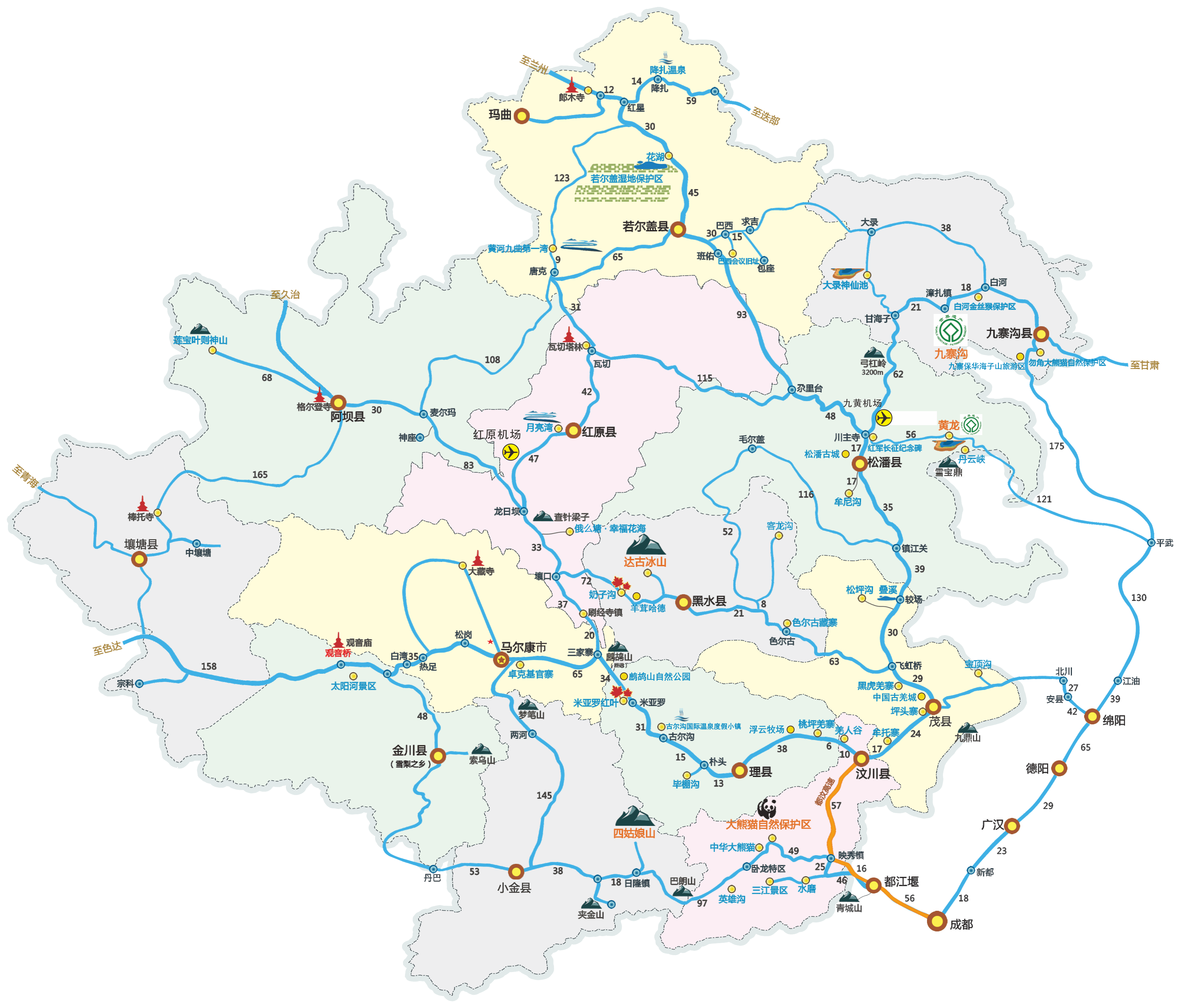 tour map around JiuZhaiGou