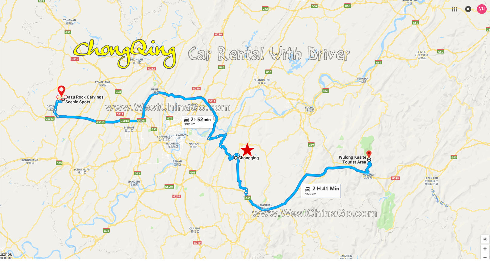 Chongqing Wulong Karst National Park Car Rental with Driver 