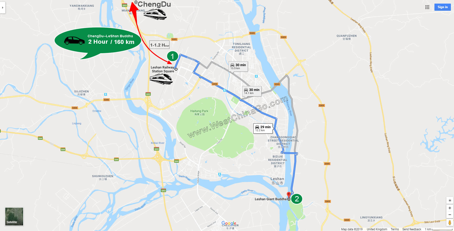 chengdu leshan giant buddha Tourist Map