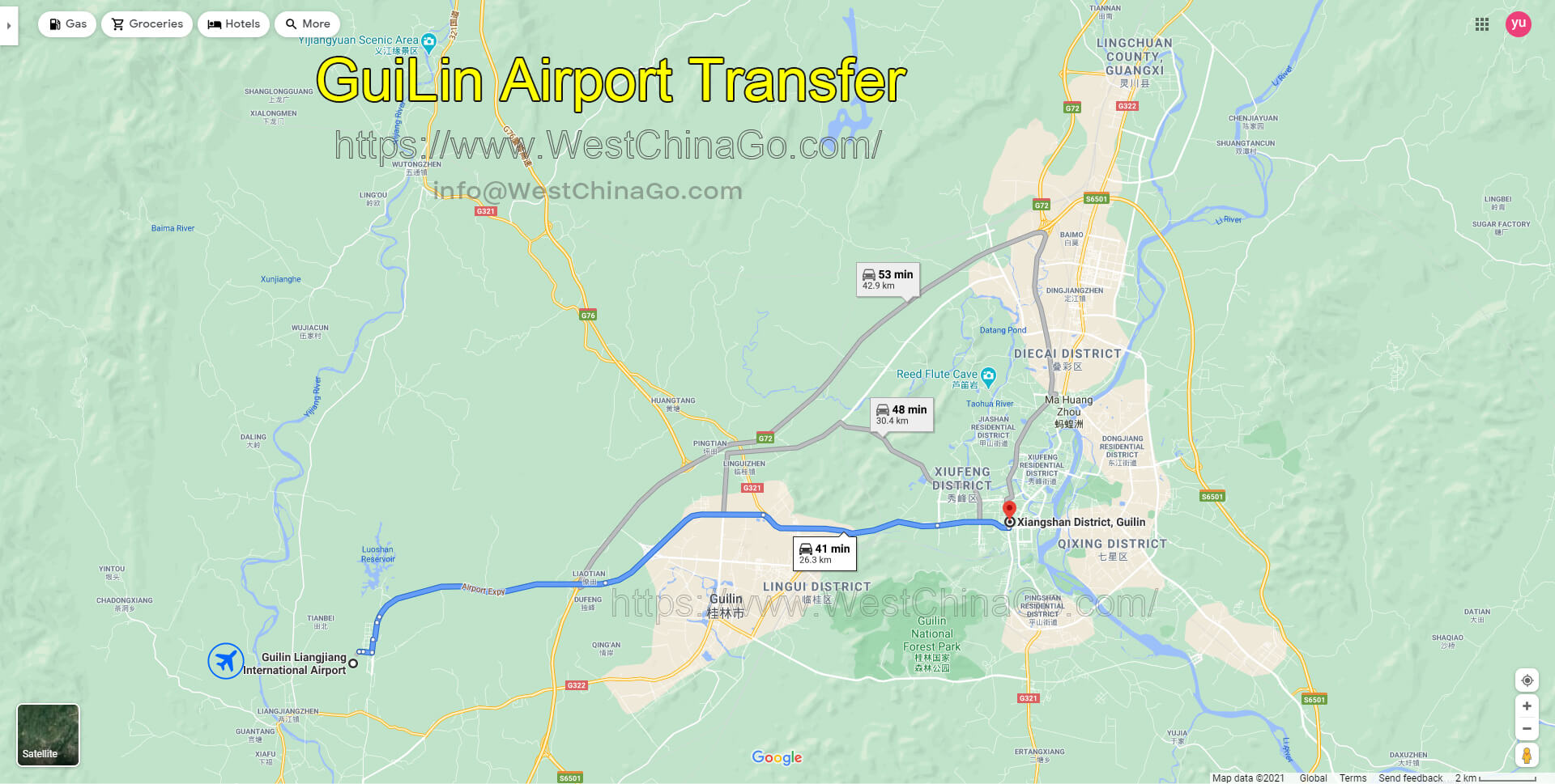 Guilin Airport Transfer Map