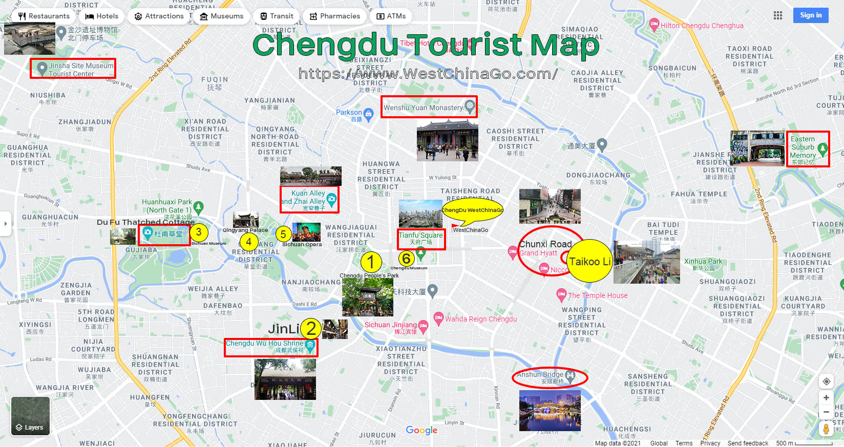 ChengDu tourist attractions map