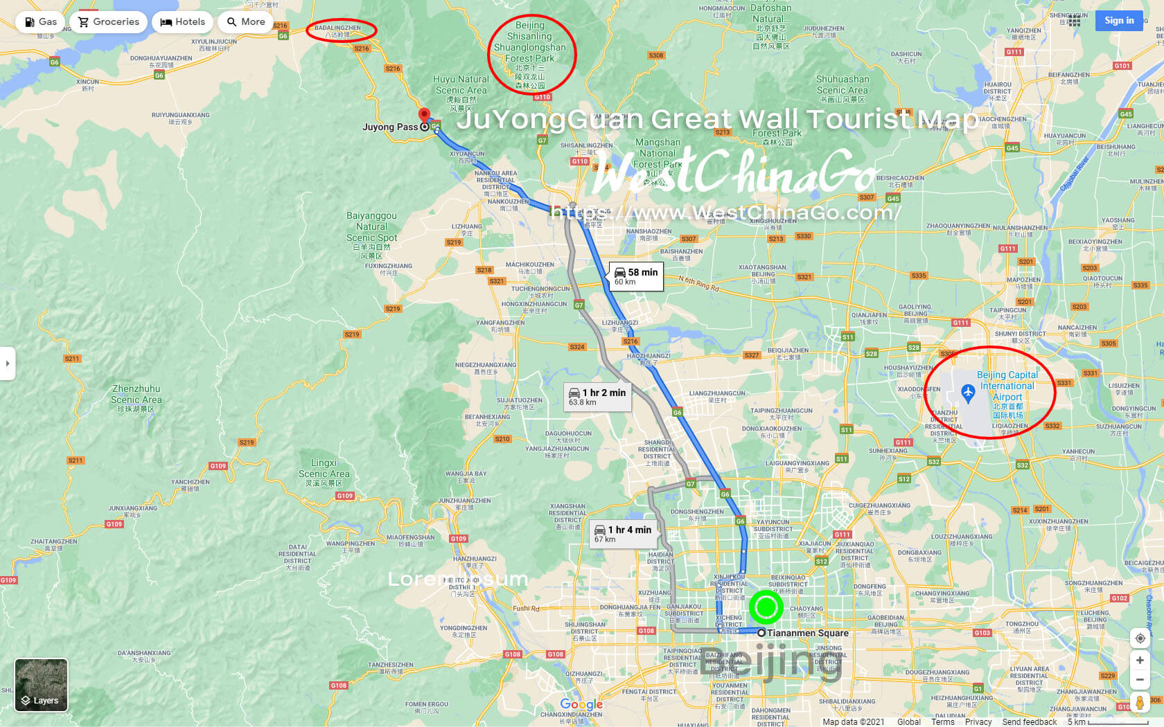 BeiJing JuYongGuan Great Wall tourist map