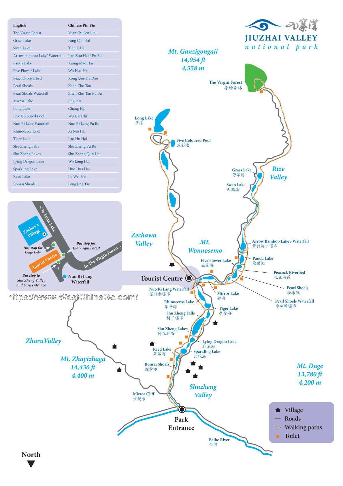 jiuzhaigou tourist map