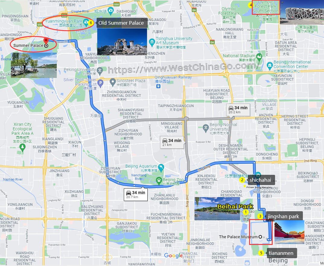 BeiJing Summer Palace Tourist Map