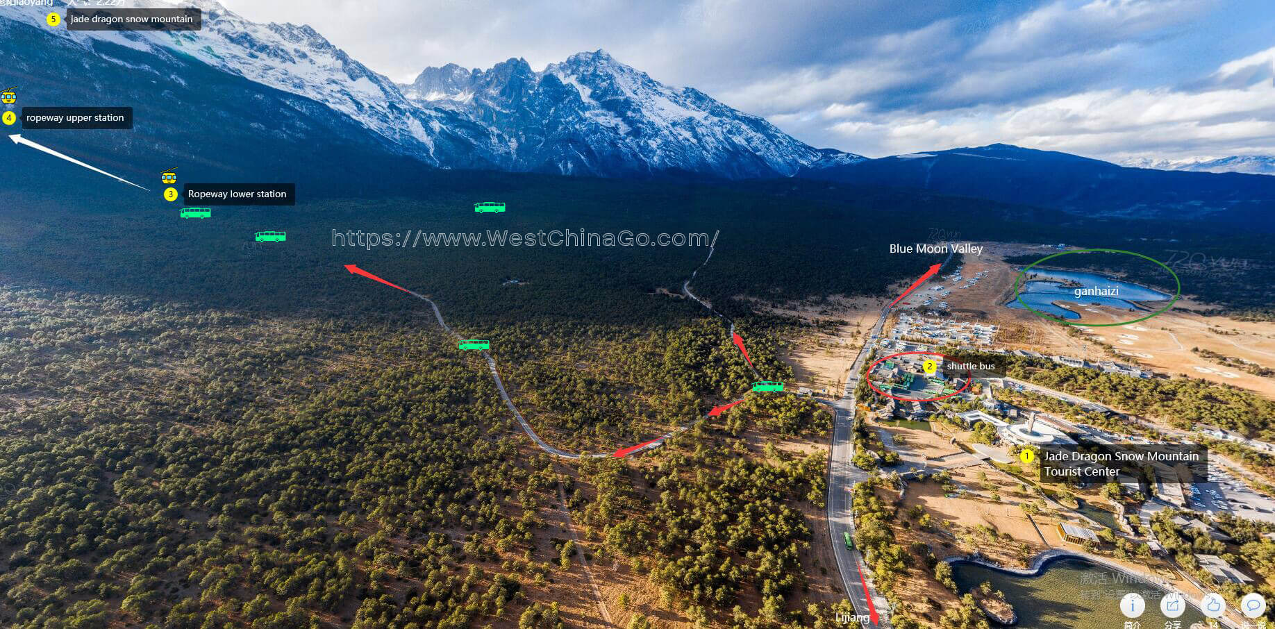 jade dragon Snow Mountain Tourist Map