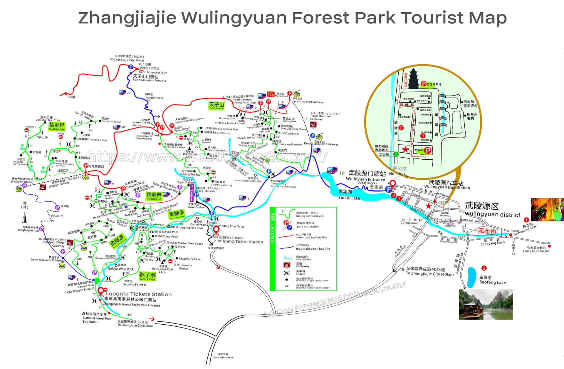 zhangjiajie forest park tourist map