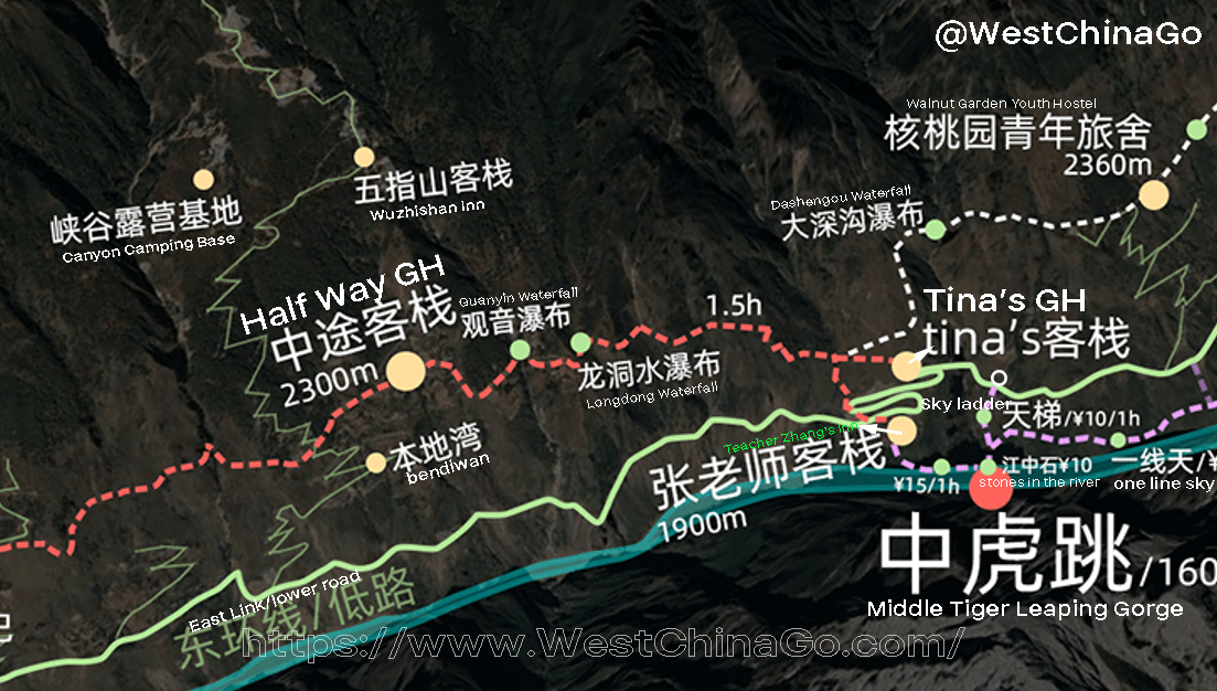 Tiger Leaping Gorge Hiking Tourist Map