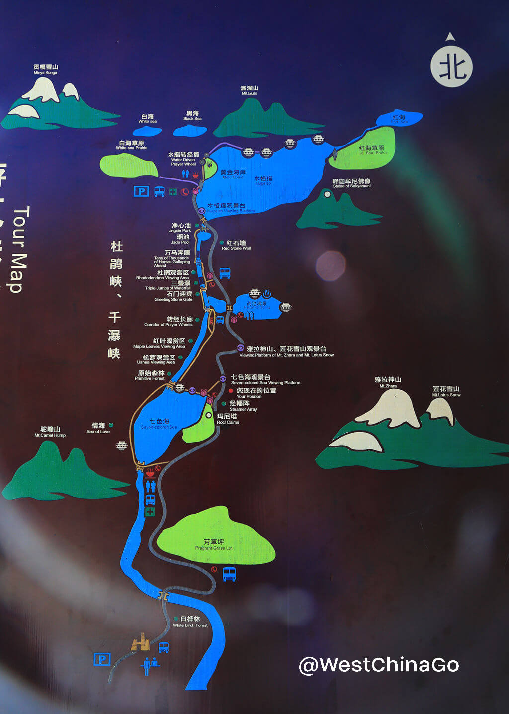 kangding mugecuo tourist map