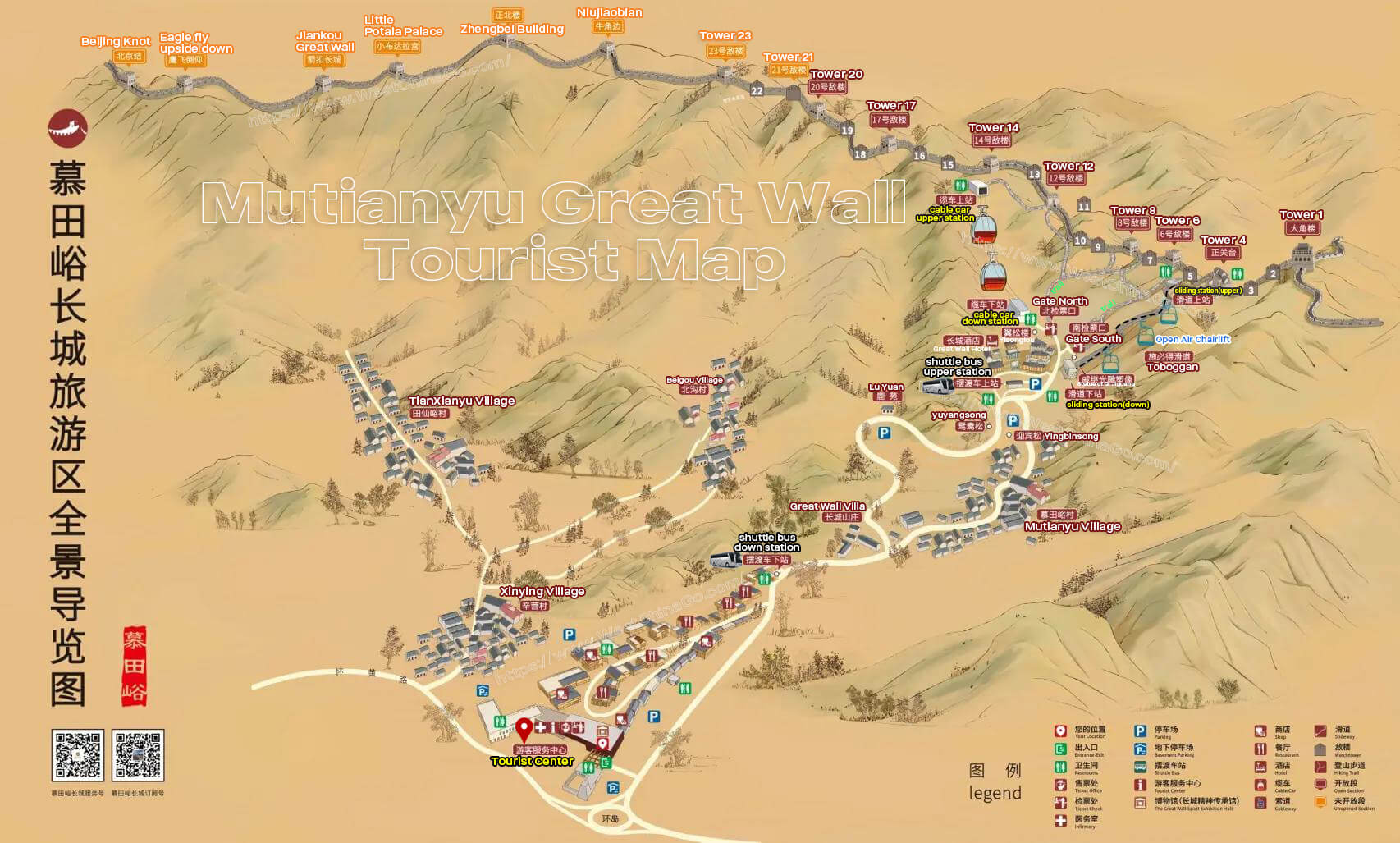 BeiJing mutianyu great wall Tourist Map