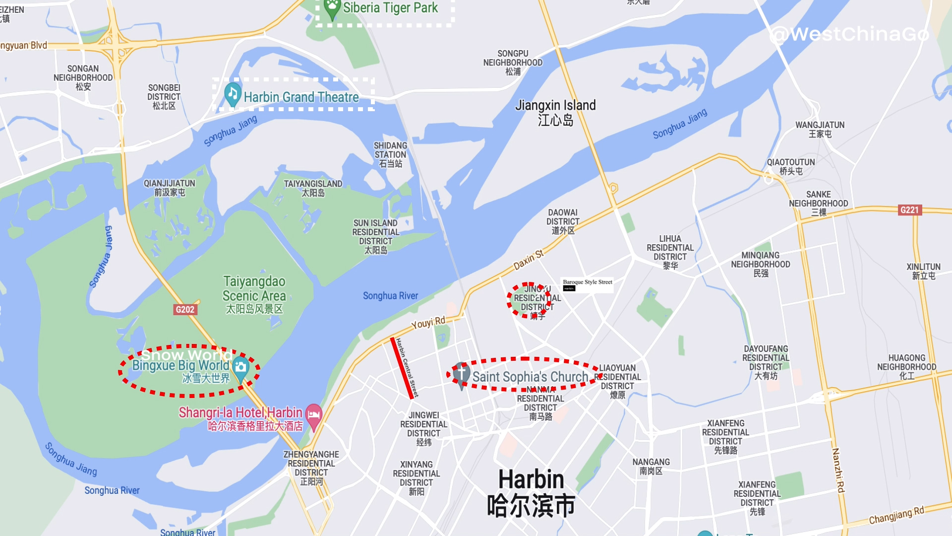 Harbin Snow Tour Tourist Map