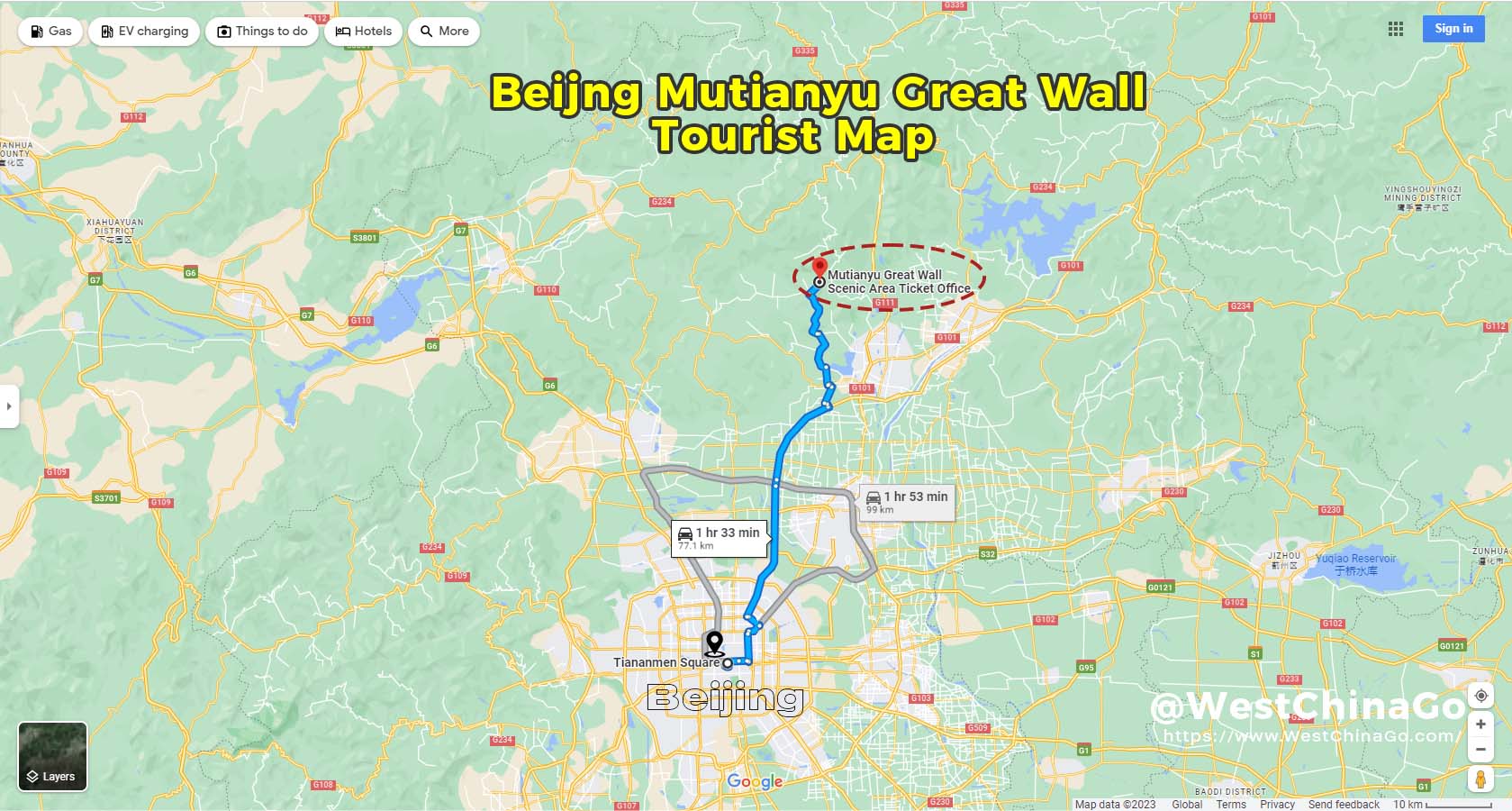 BeiJing mutianyu great wall Tourist Map