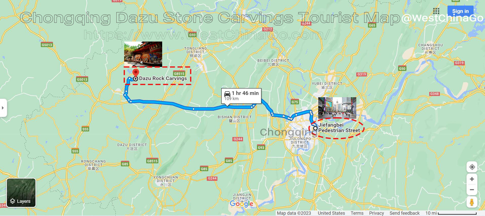 Chongqing Dazu Stone Carvings Tourist Map