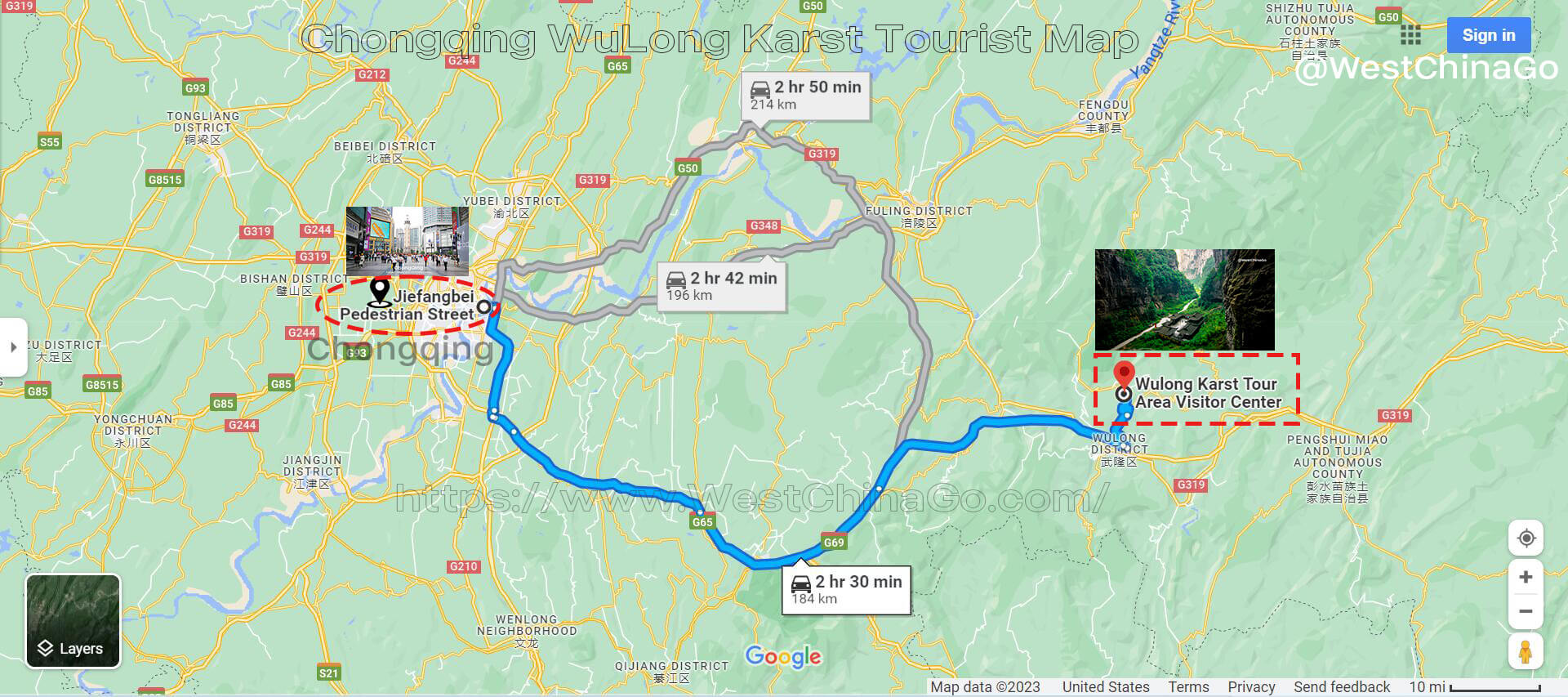 Chongqing Wulong Karst Tourist Map