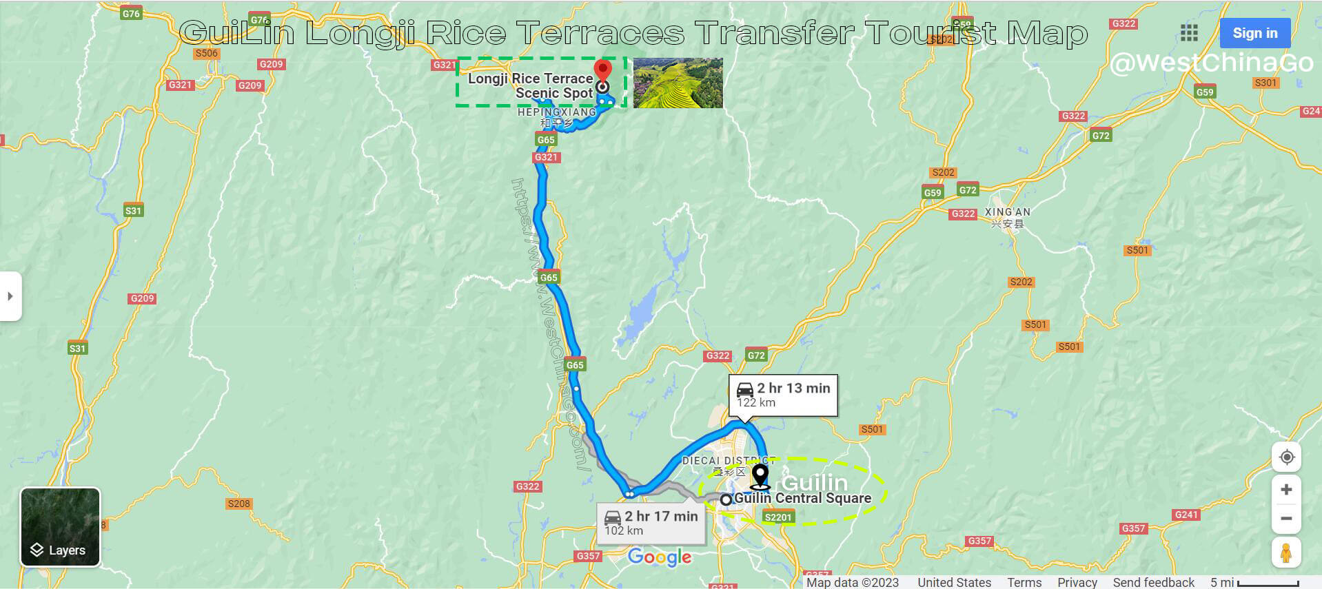 Guilin Yangshuo Transfer Tourist Map