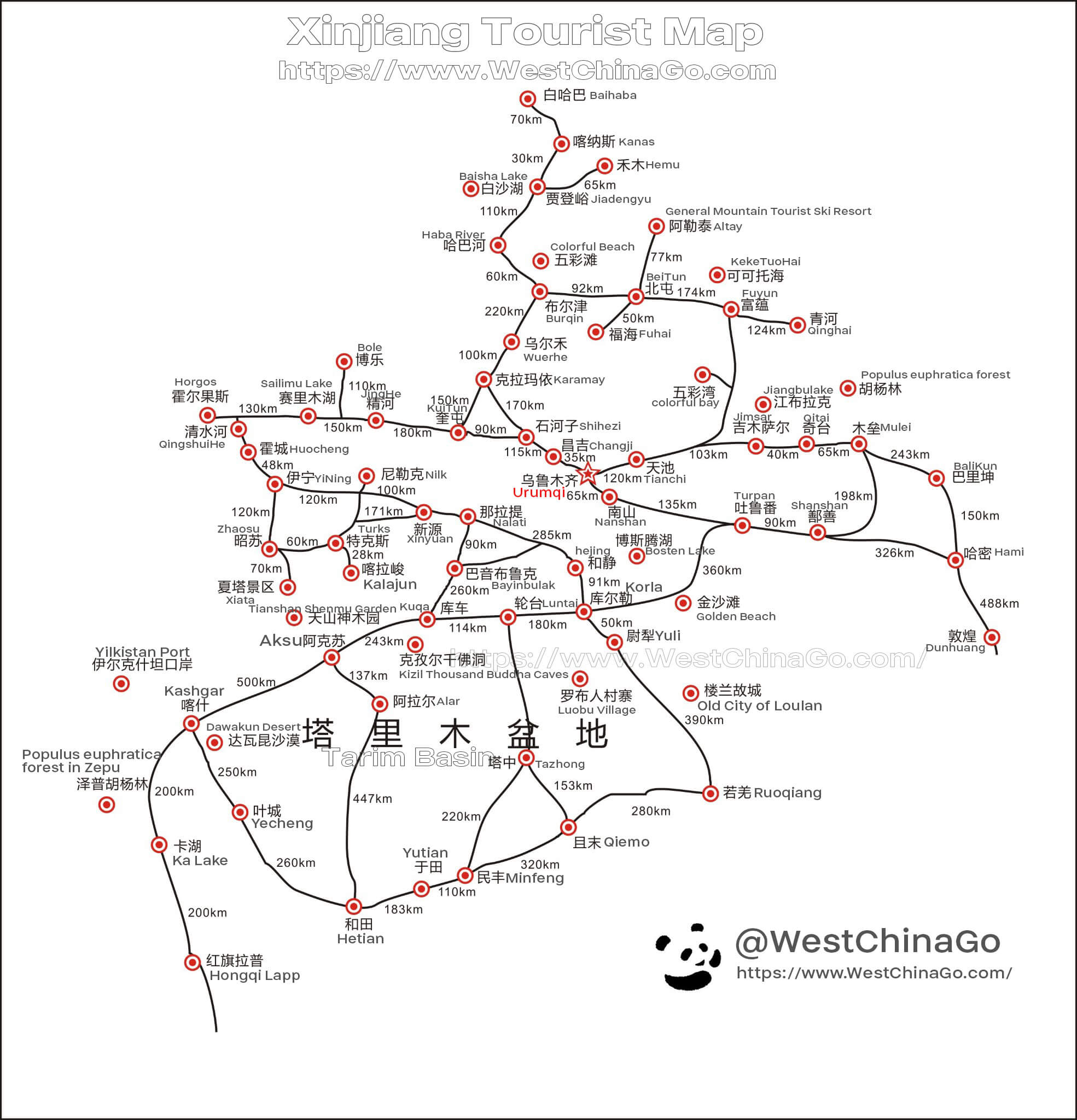 Xinjiang tourist map