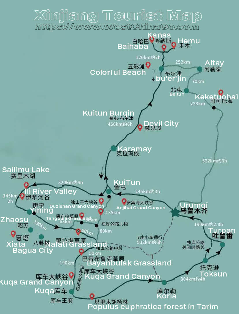 Xinjiang tourist map