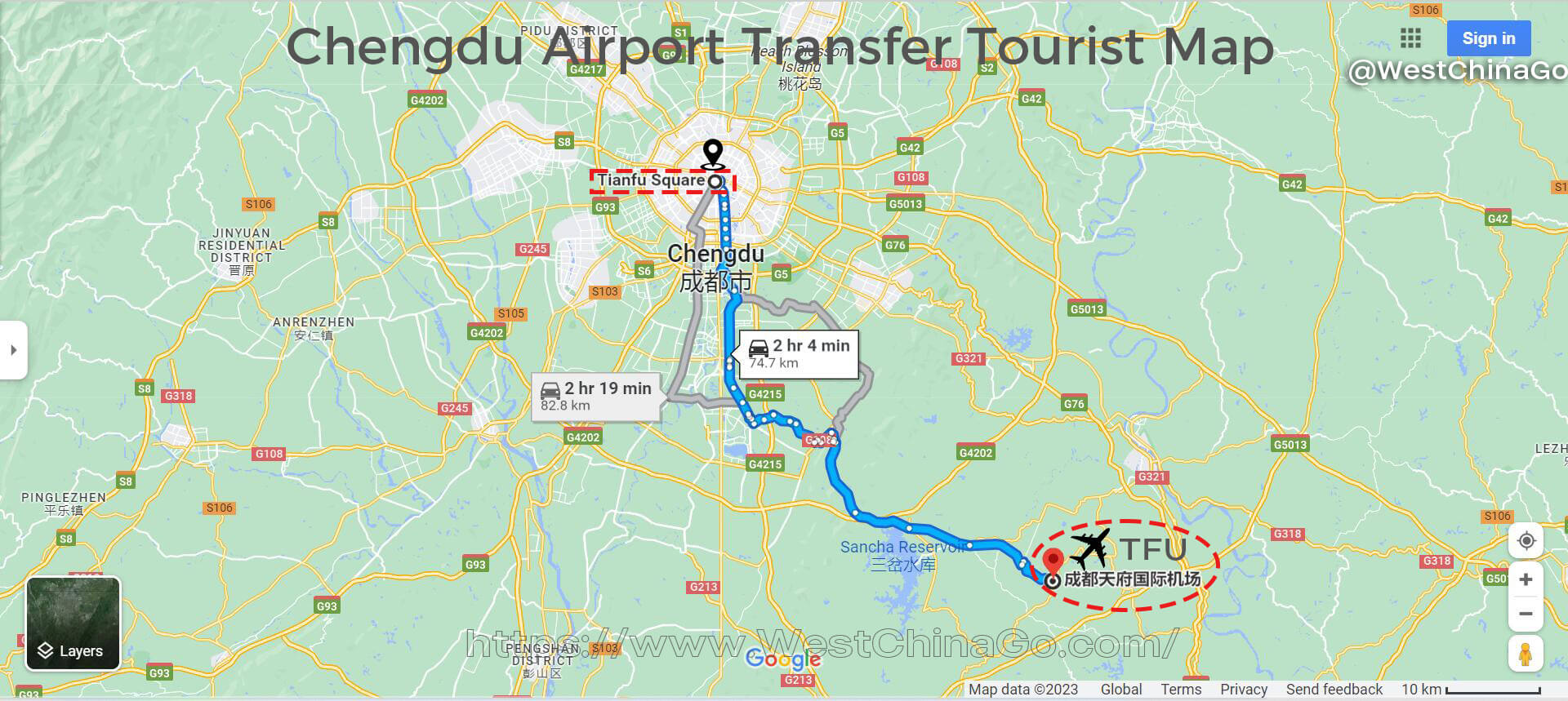 ChengDu Airport Transfer Tourist Map