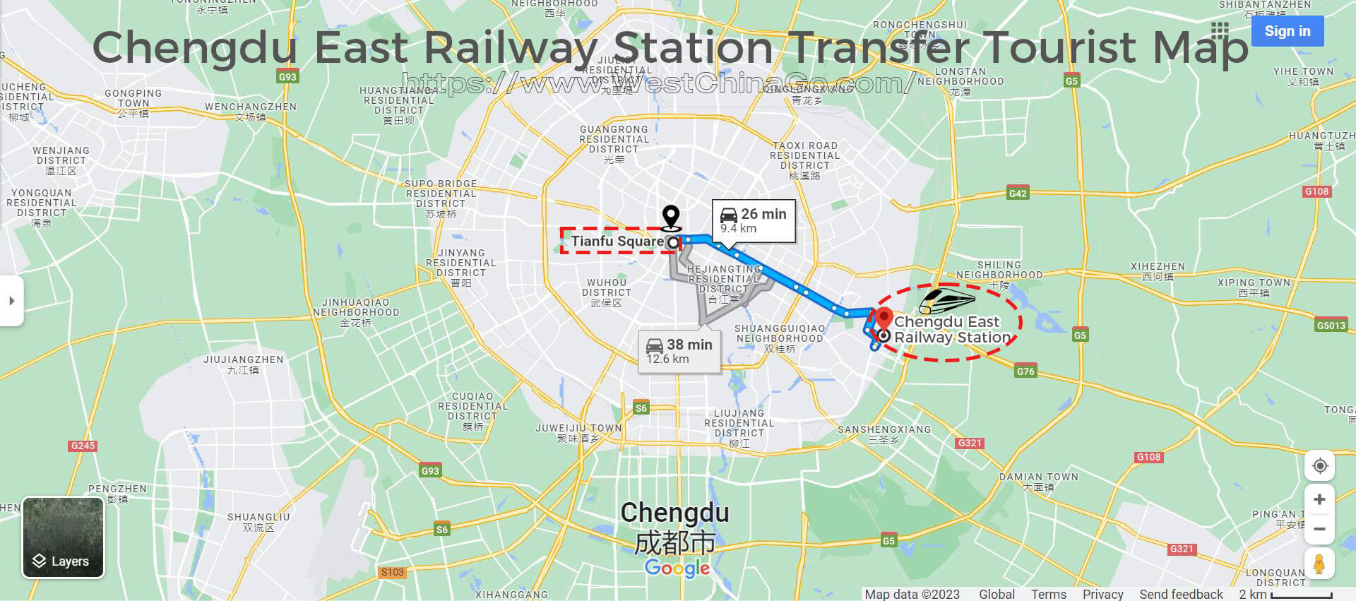 ChengDu East Railway Station Transfer Tourist Map