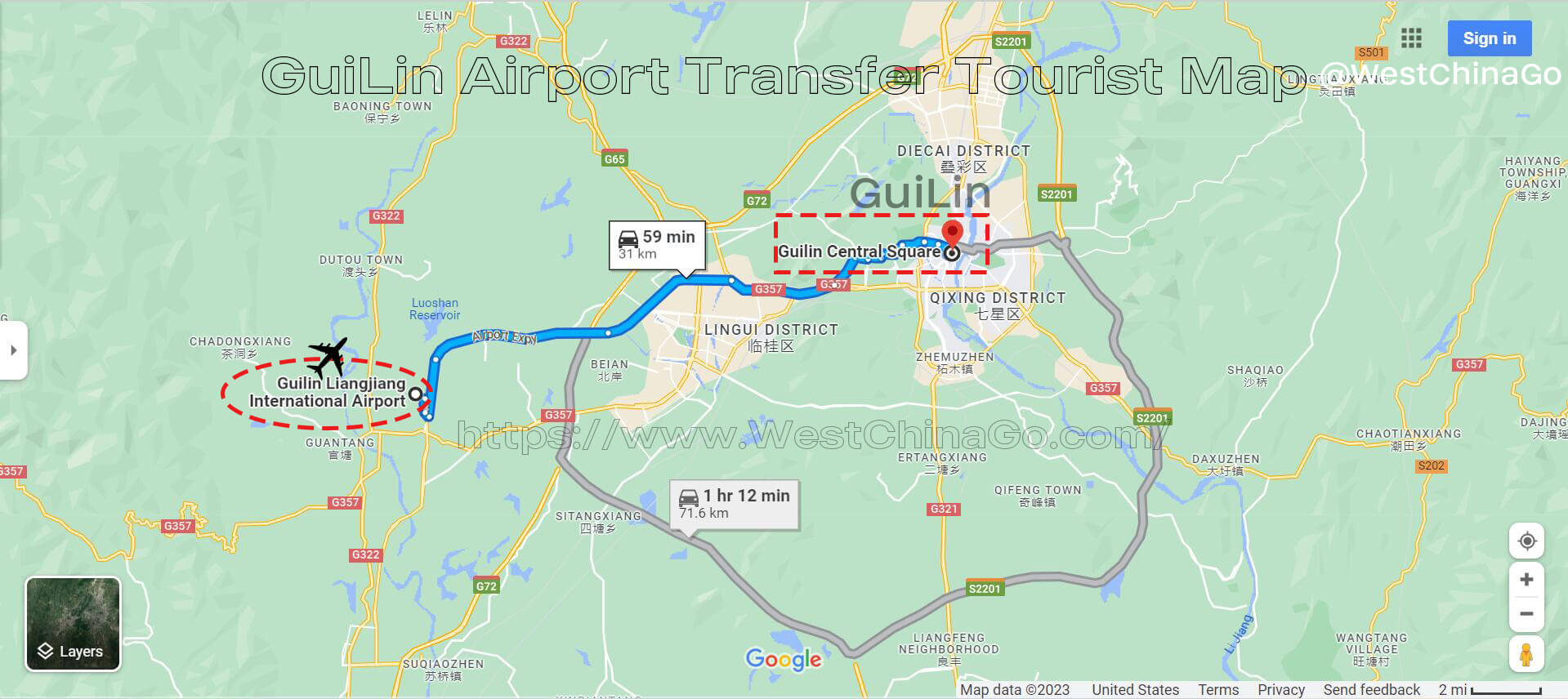 Guilin Airport Transfer Tourist Map