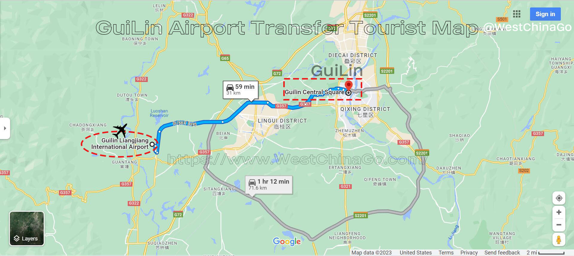 Guilin Yangshuo Transfer Tourist Map