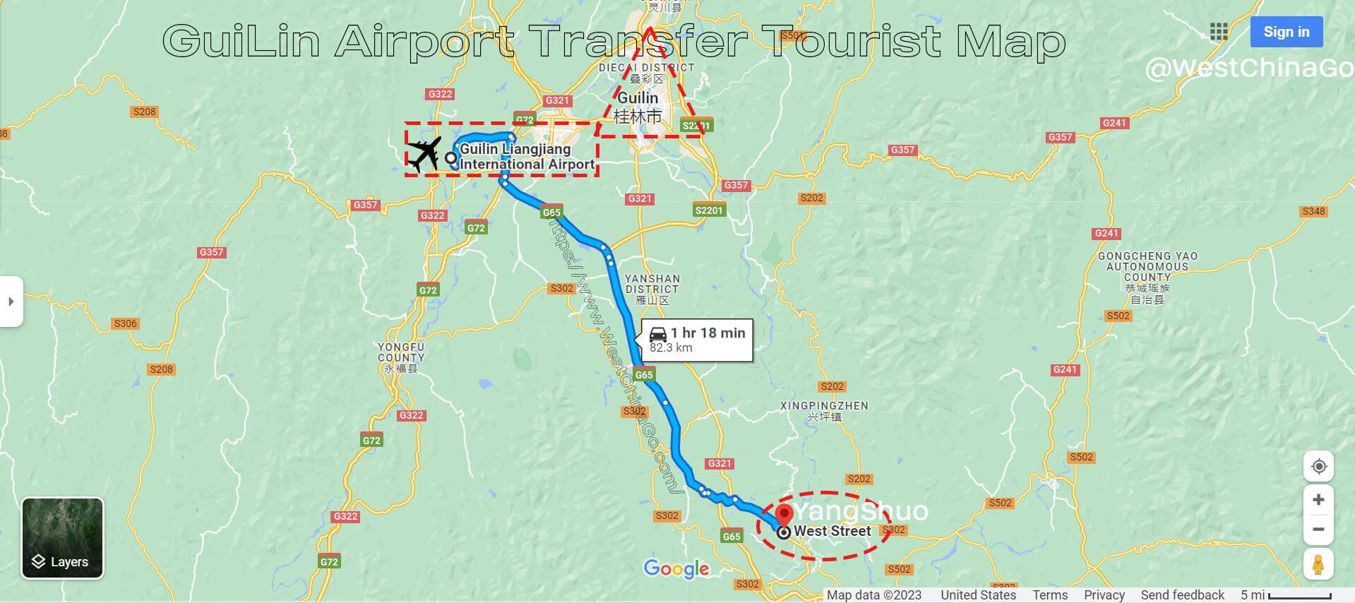 Guilin Yangshuo Transfer Tourist Map