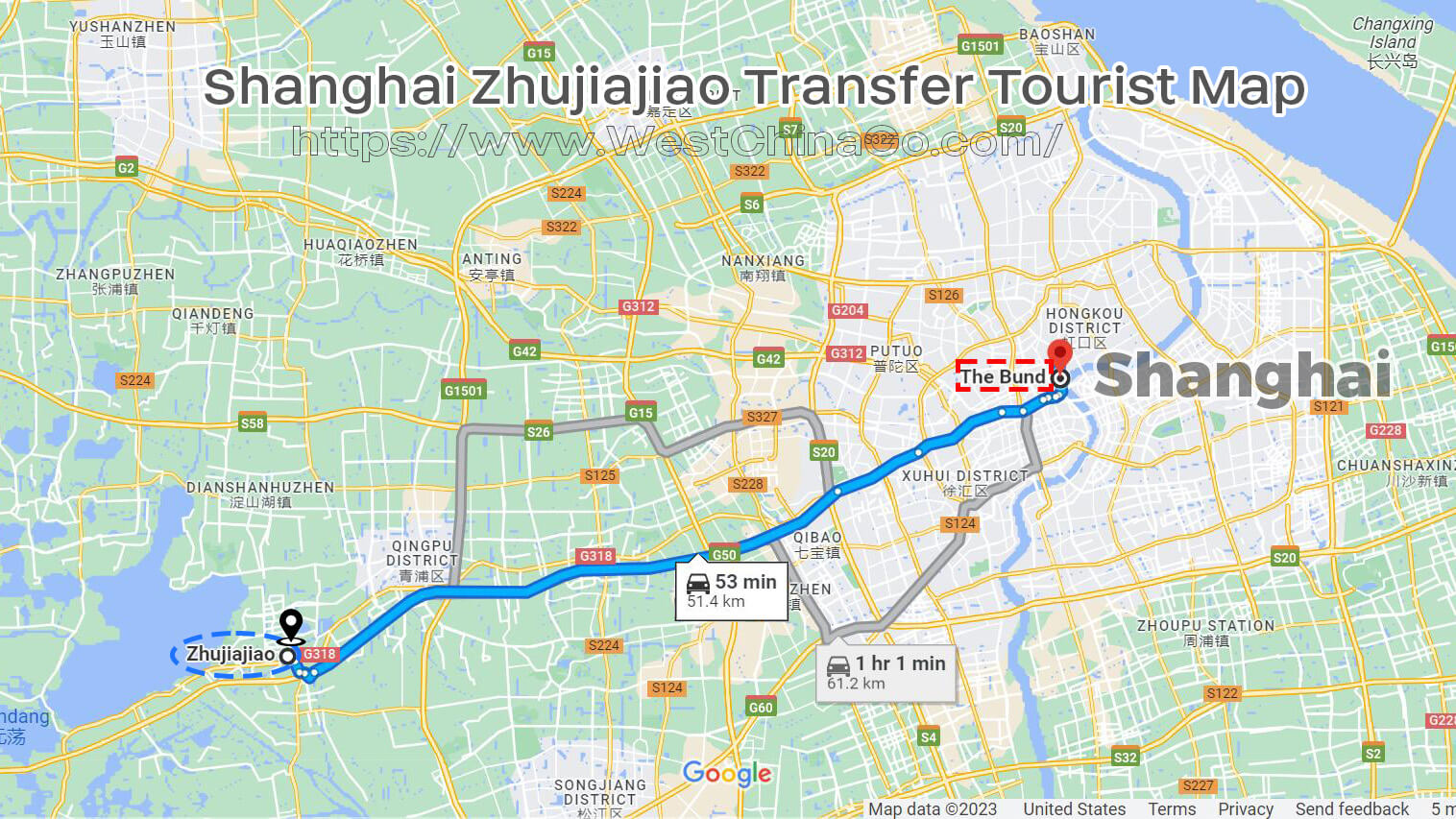 shanghai zhujiajiao water town transfer tourist map