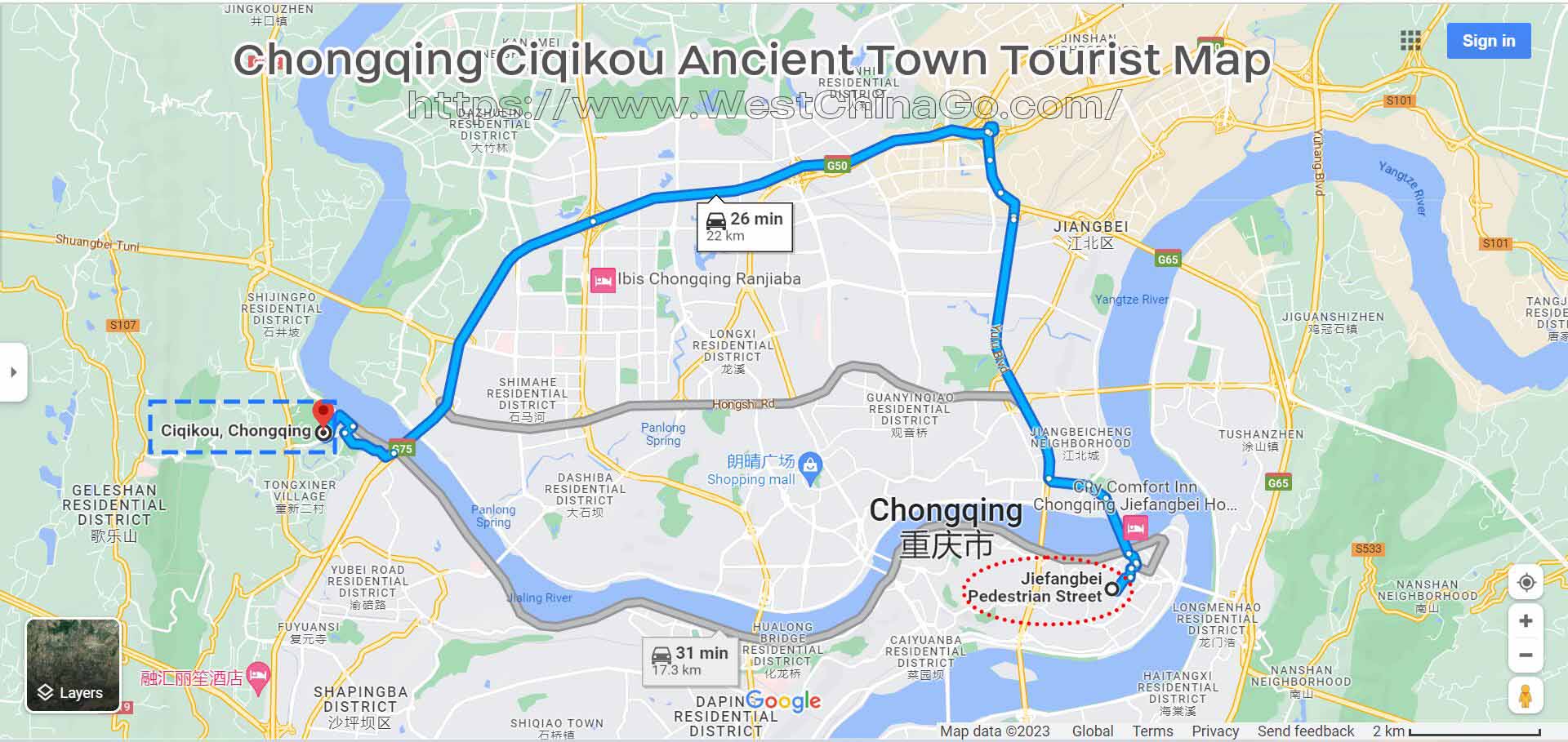 ChongQing Ciqikou Ancient Town Tourist Map