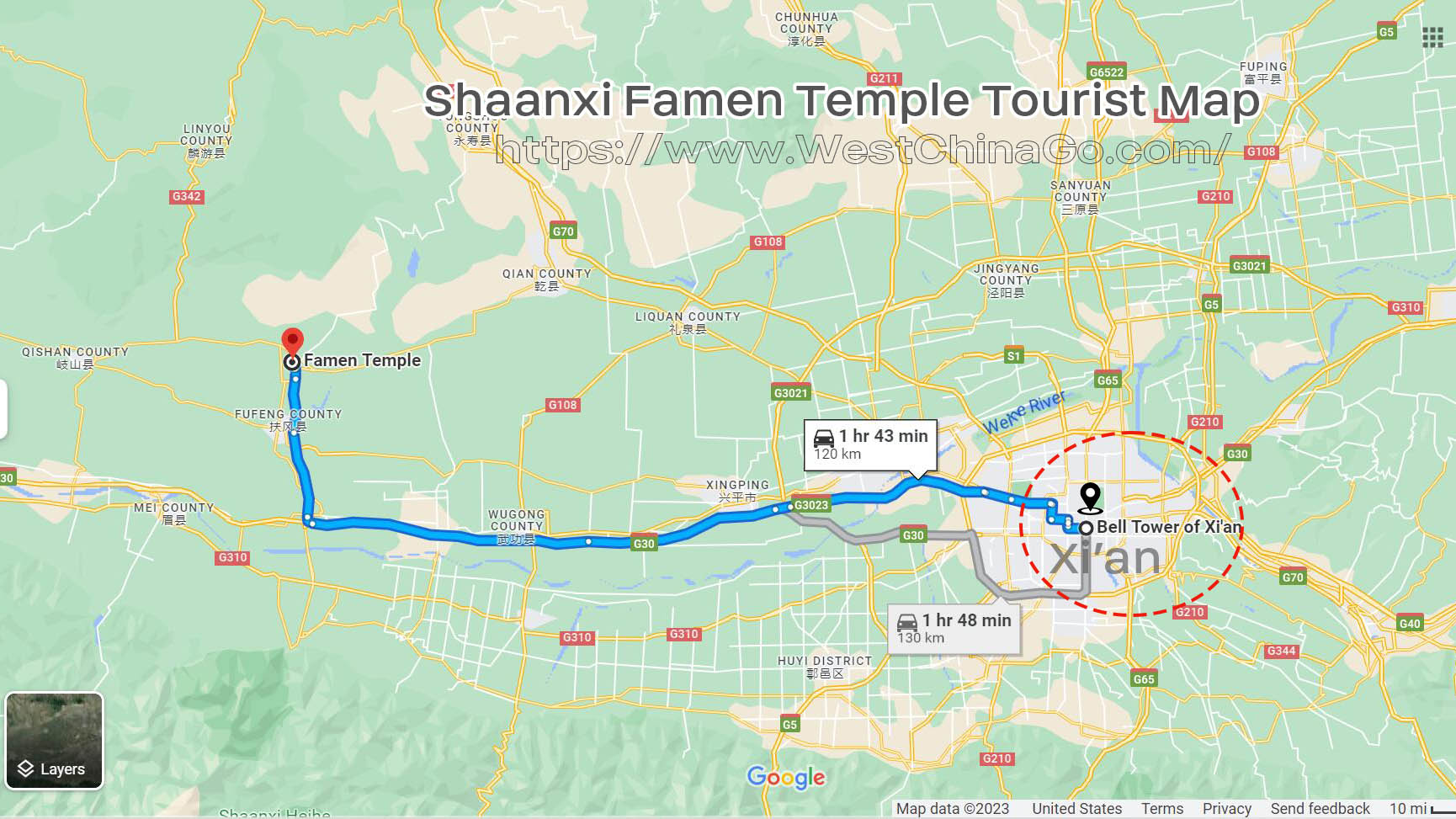 Shaanxi Famen Temple Tourist Map
