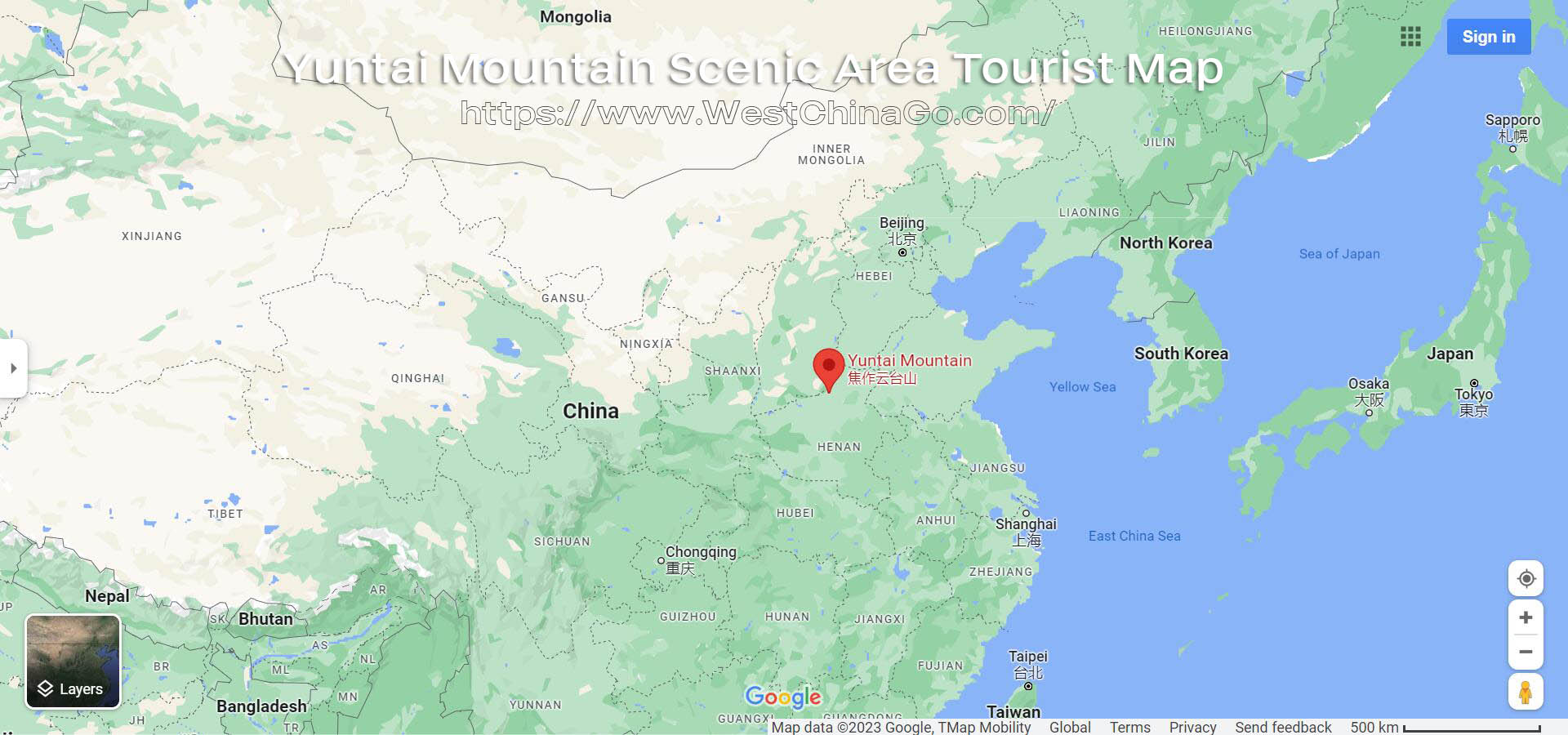 Henan Yuntai Mountain Scenic Area Tourist Map