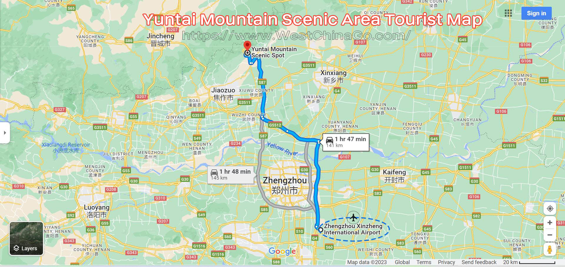 Henan Yuntai Mountain Scenic Area Tourist Map