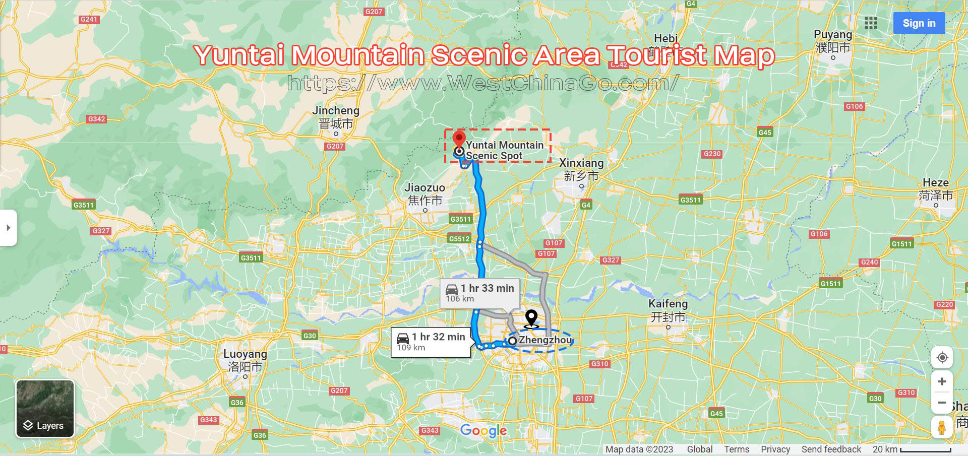 Henan Yuntai Mountain Scenic Area Tourist Map