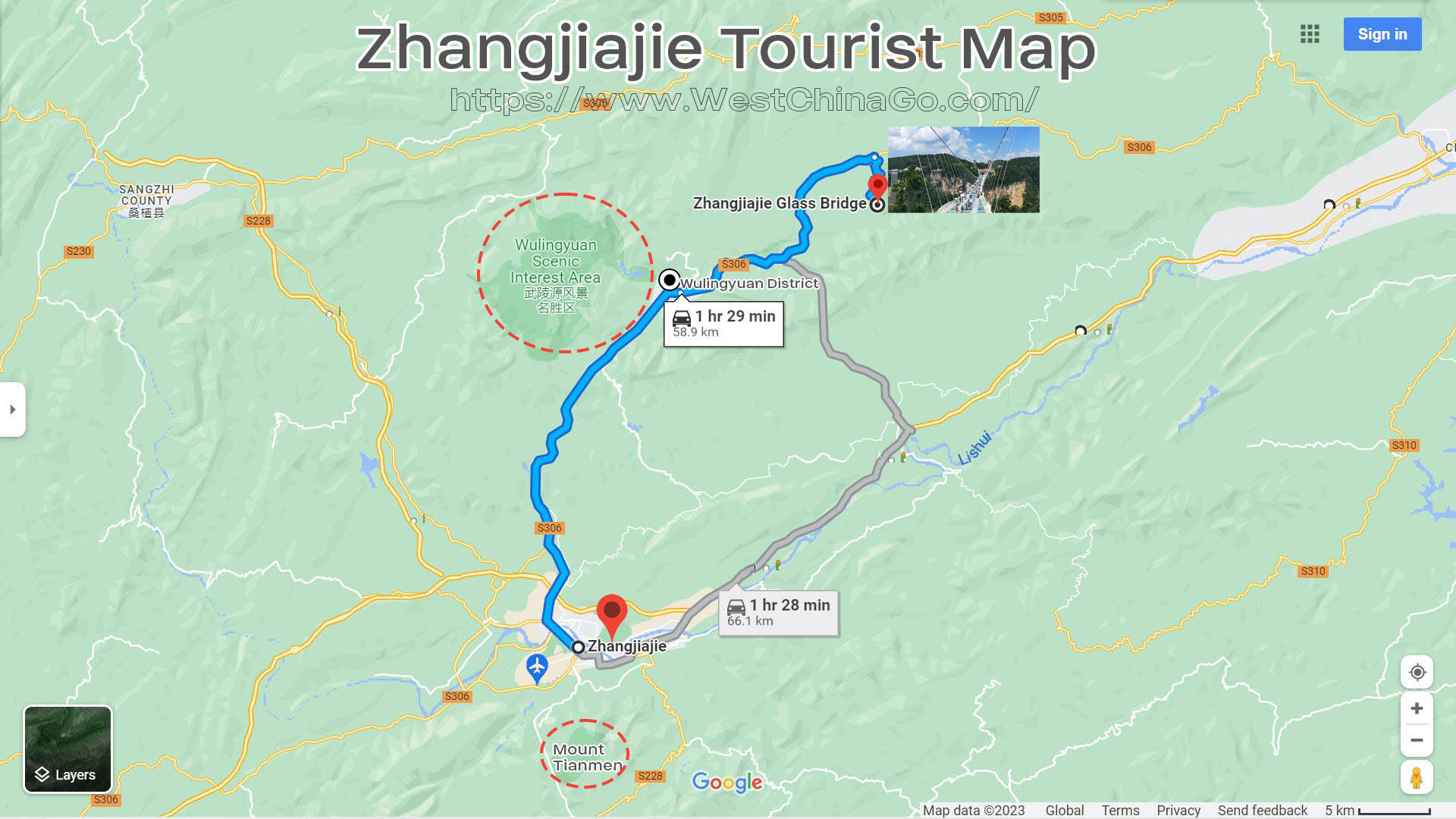 Zhangjiajie Glass Bridge Tourist Map