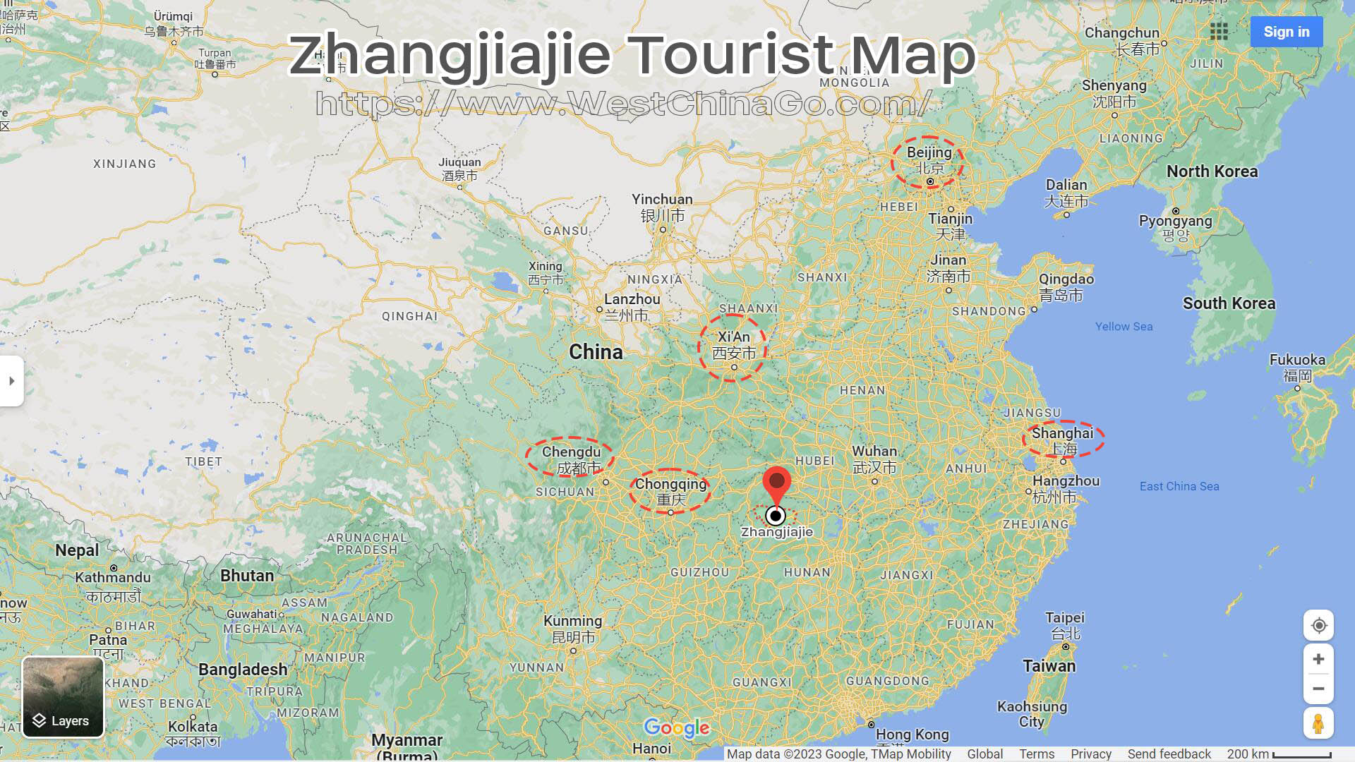 ZhangJiaJie Tourist Map