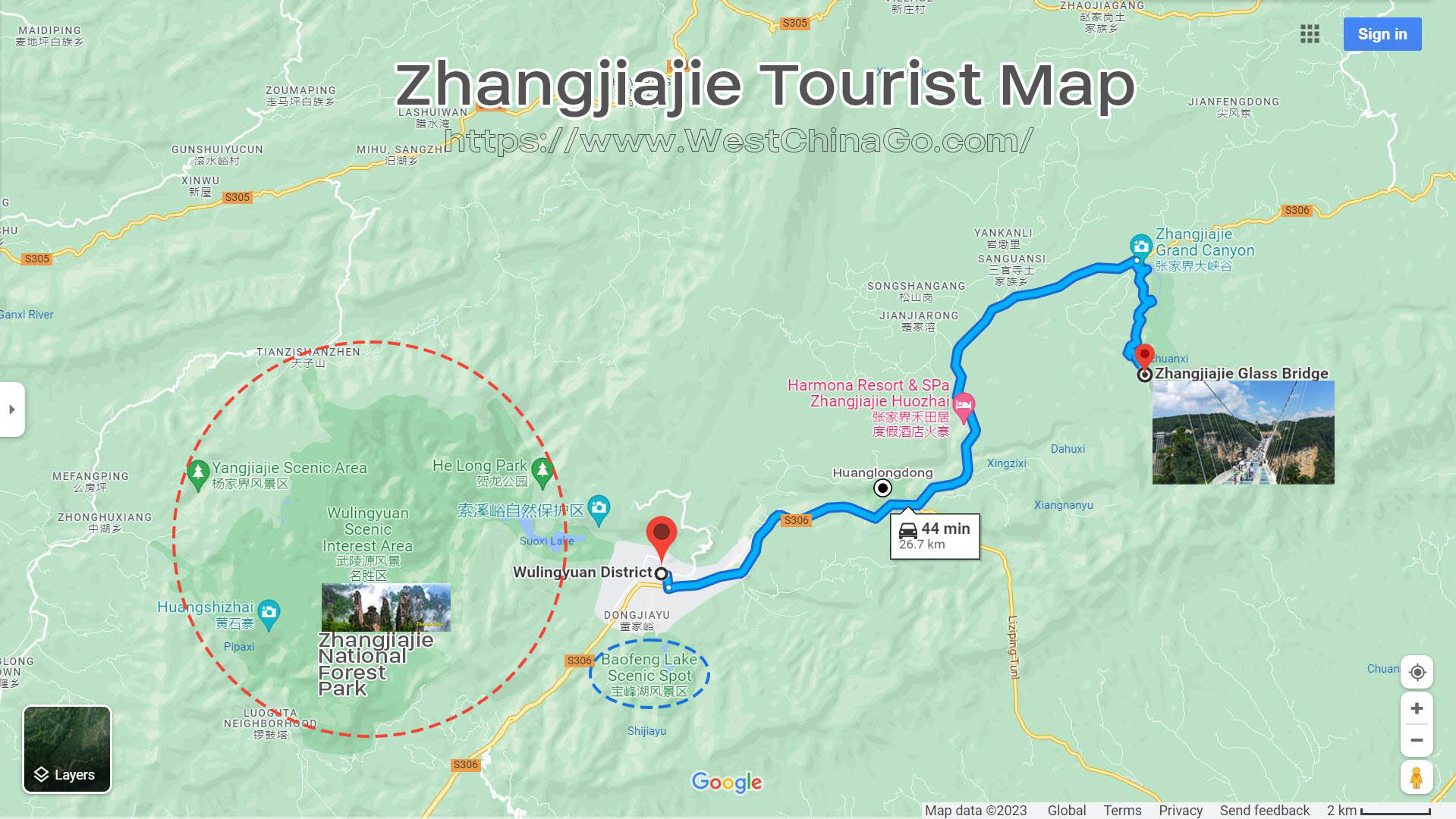 ZhangJiaJie Tourist Map