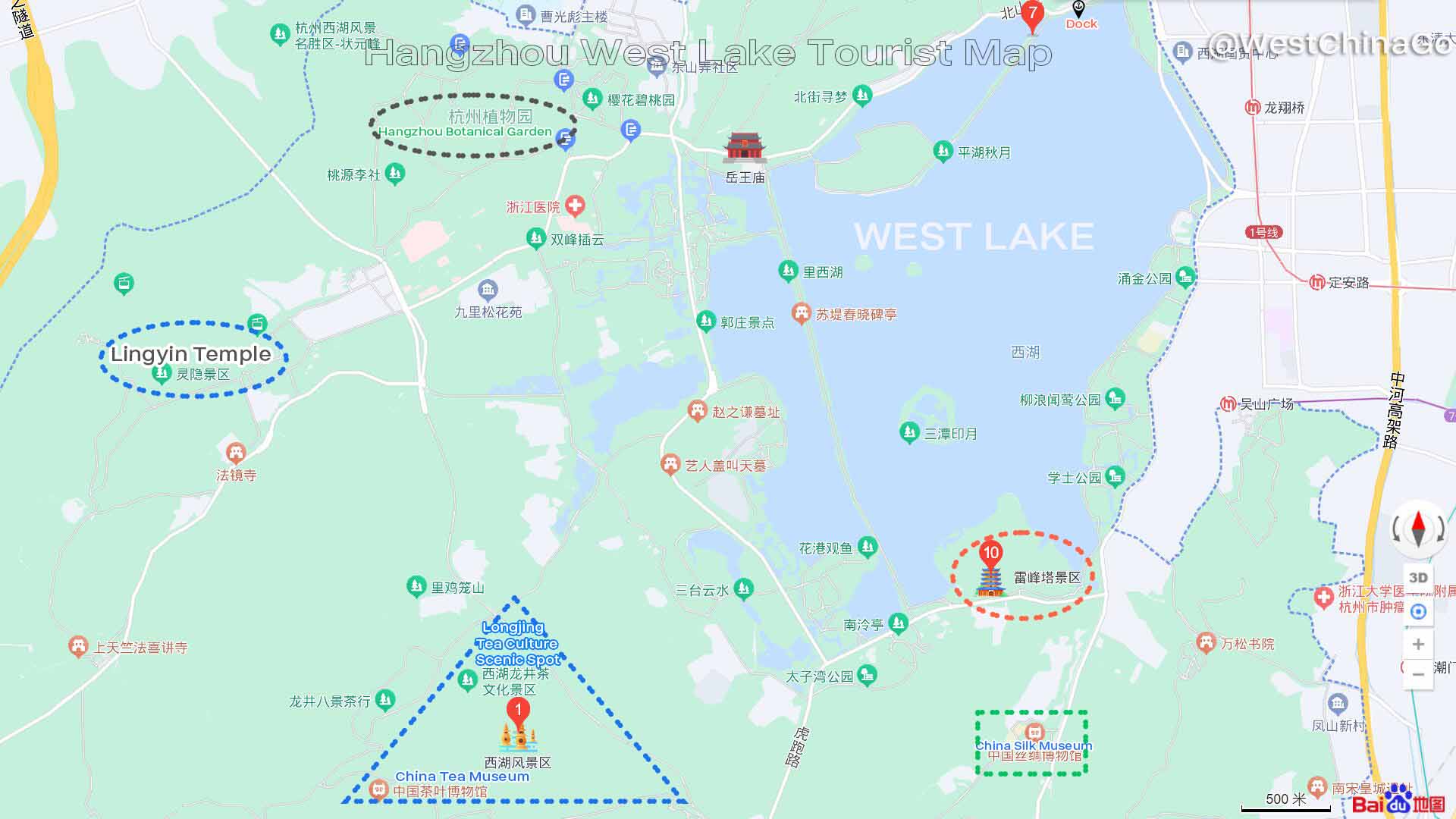 Hangzhou West Lake Tourist Map