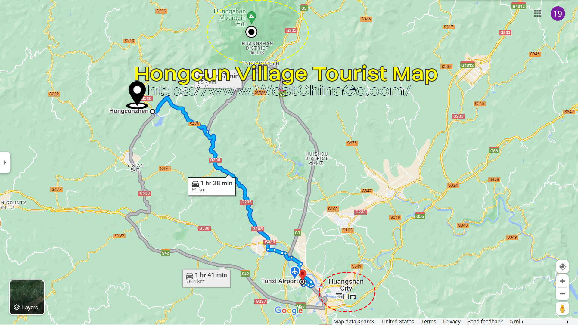 Anhui Huangshan Hongcun Village Tourist Map