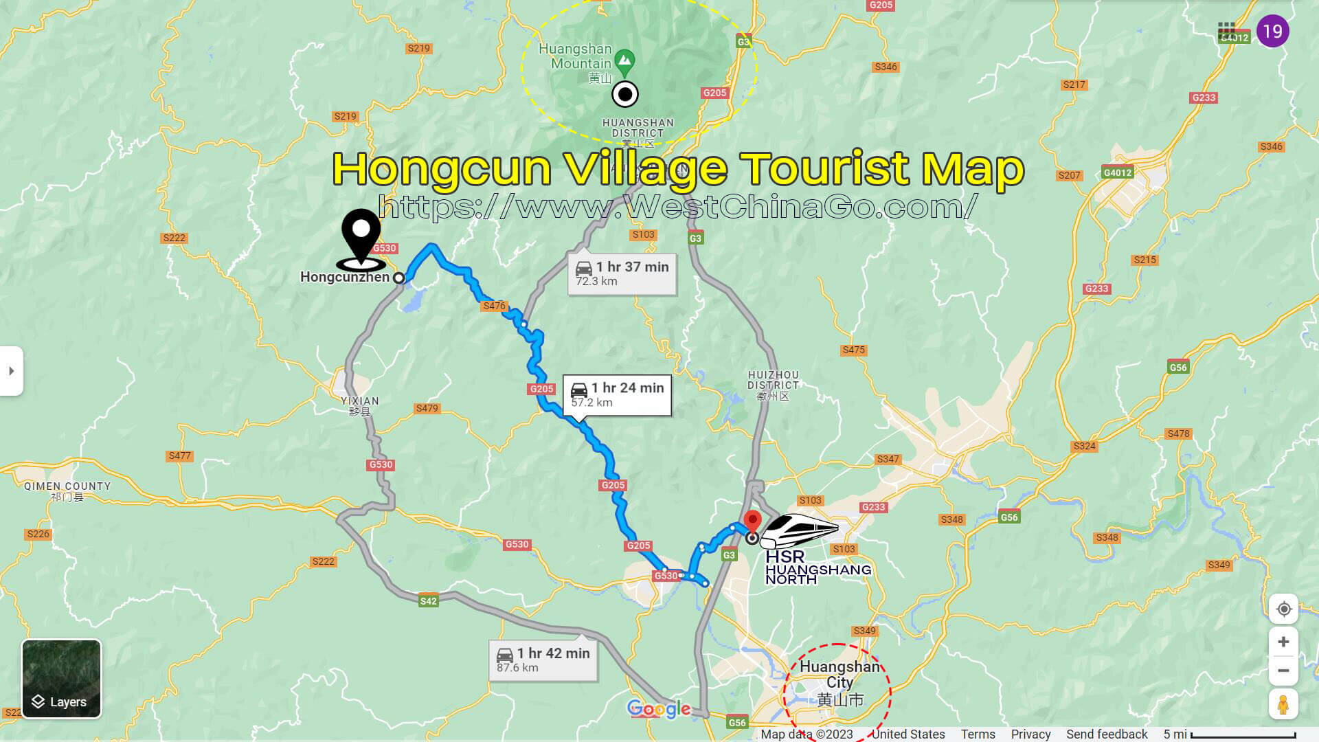 Anhui Huangshan Hongcun Village Tourist Map