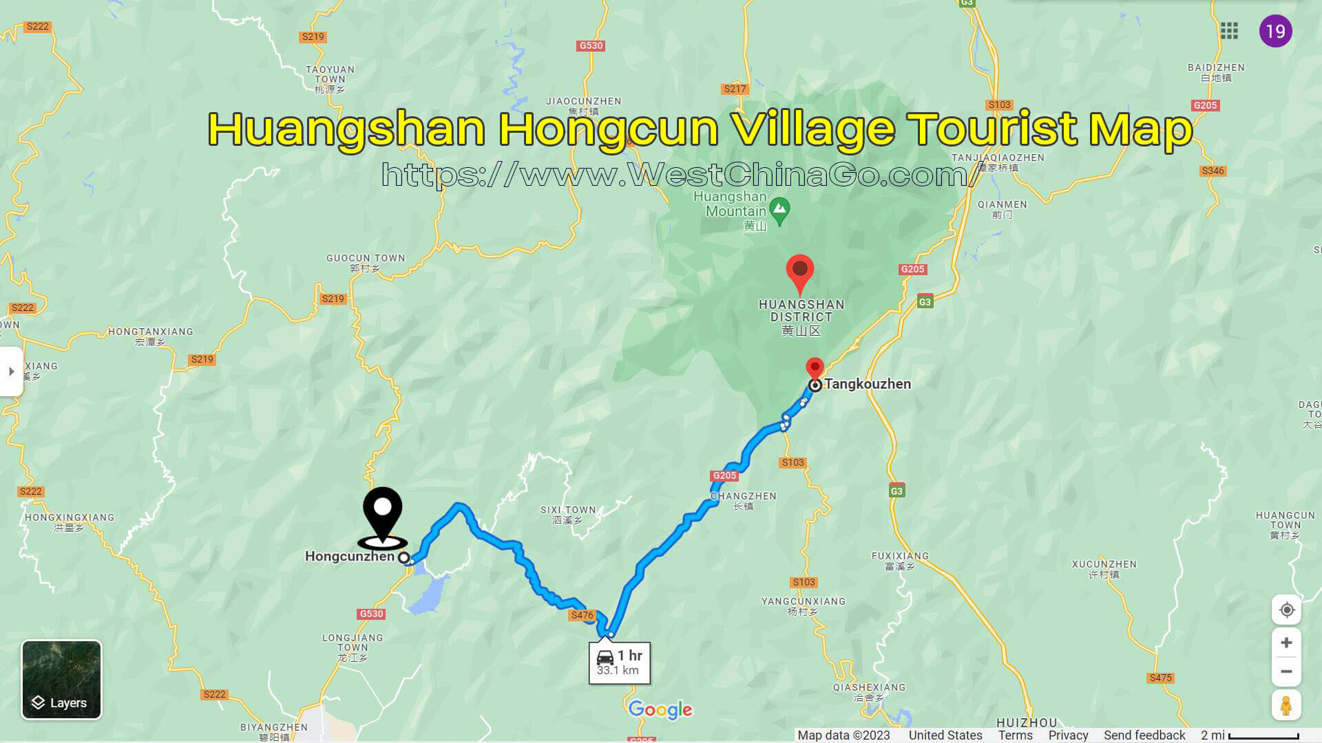 Anhui Huangshan Hongcun Village Tourist Map