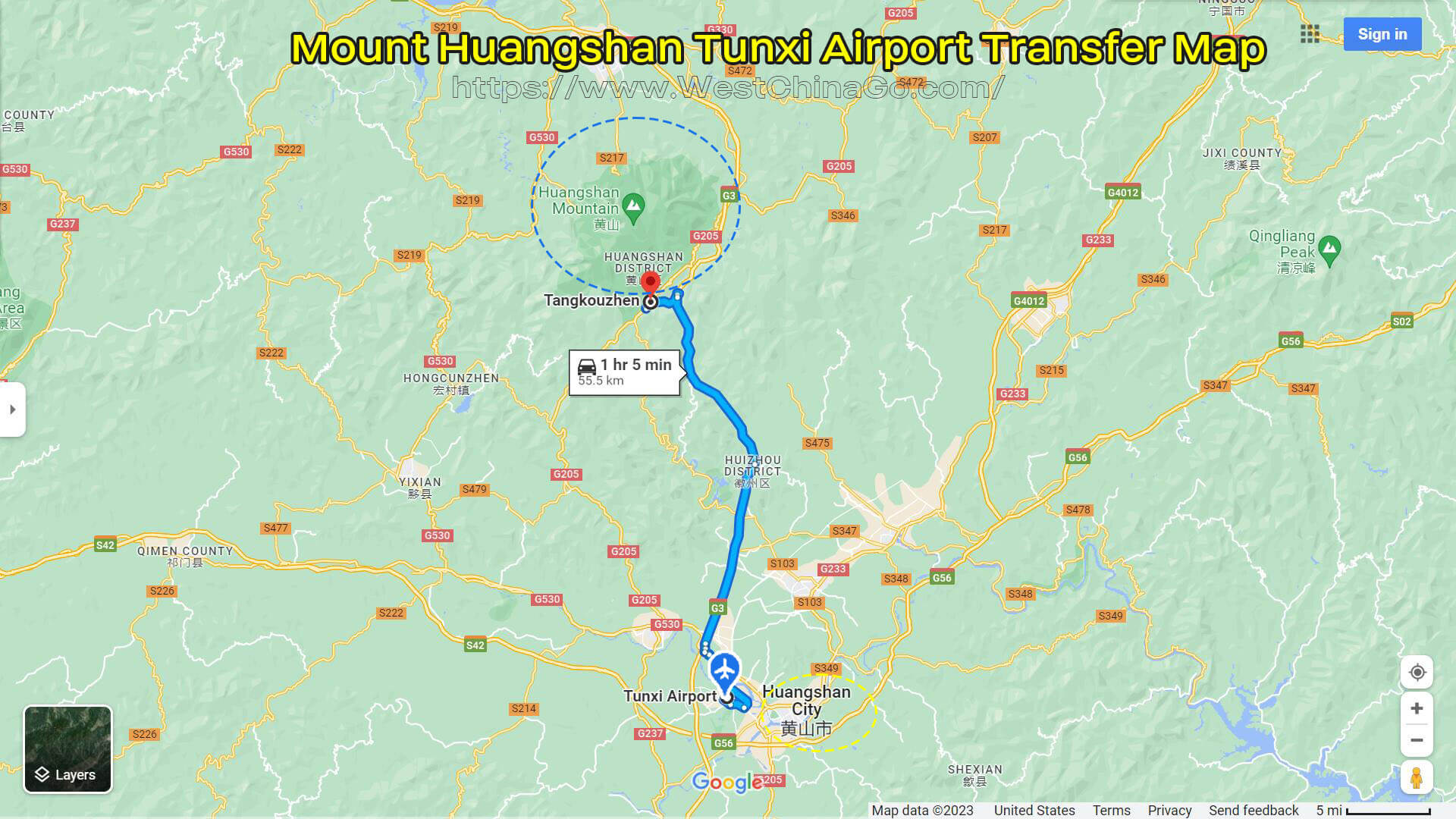 Mount Huangshan, Yellow Mountain Tourist Map