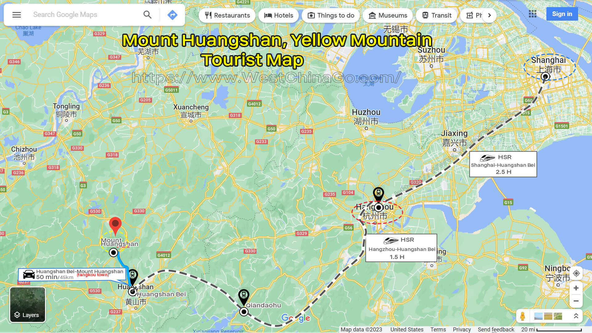 Mount Huangshan, Yellow Mountain Tourist Map