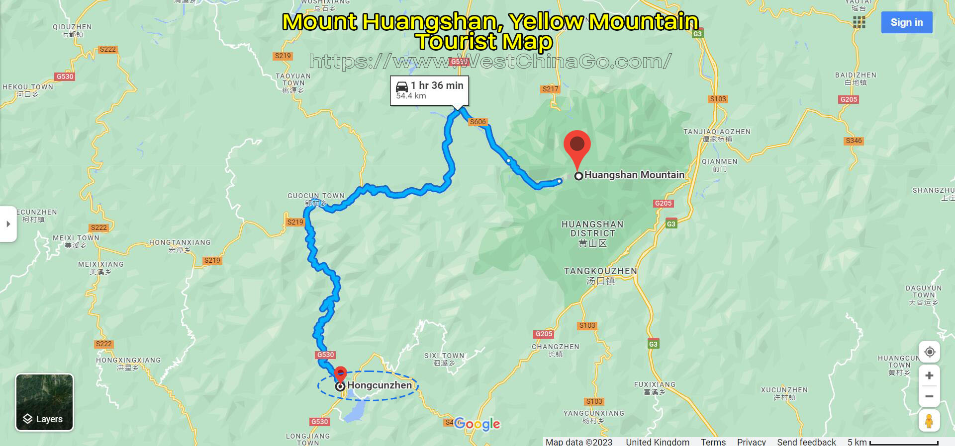 Mount Huangshan, Yellow Mountain Tourist Map