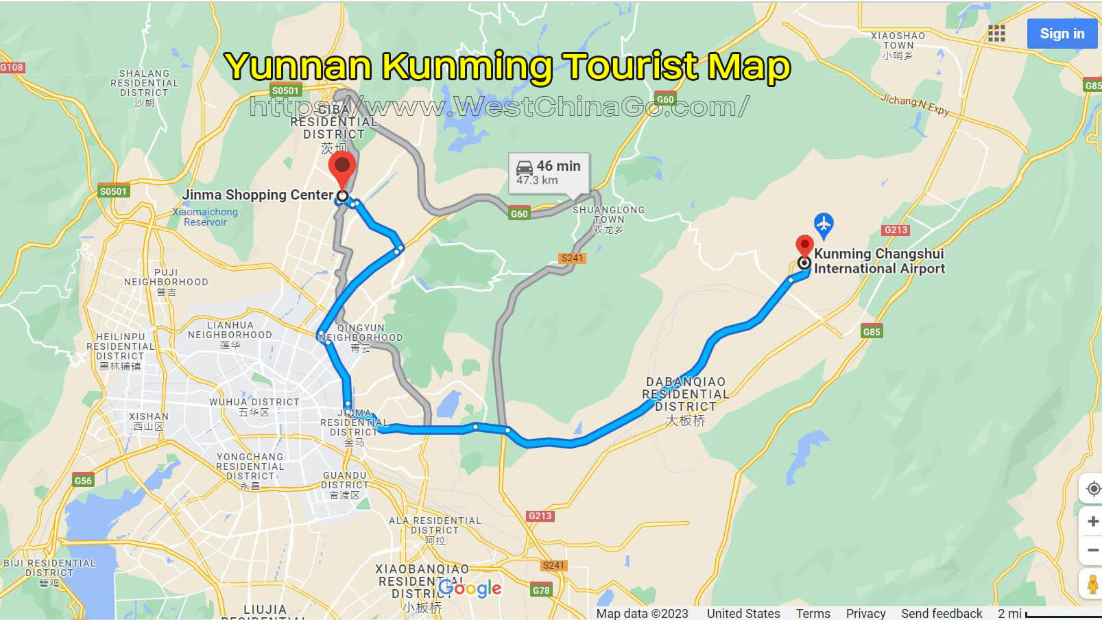 Yunnan Kunming Tourist Map